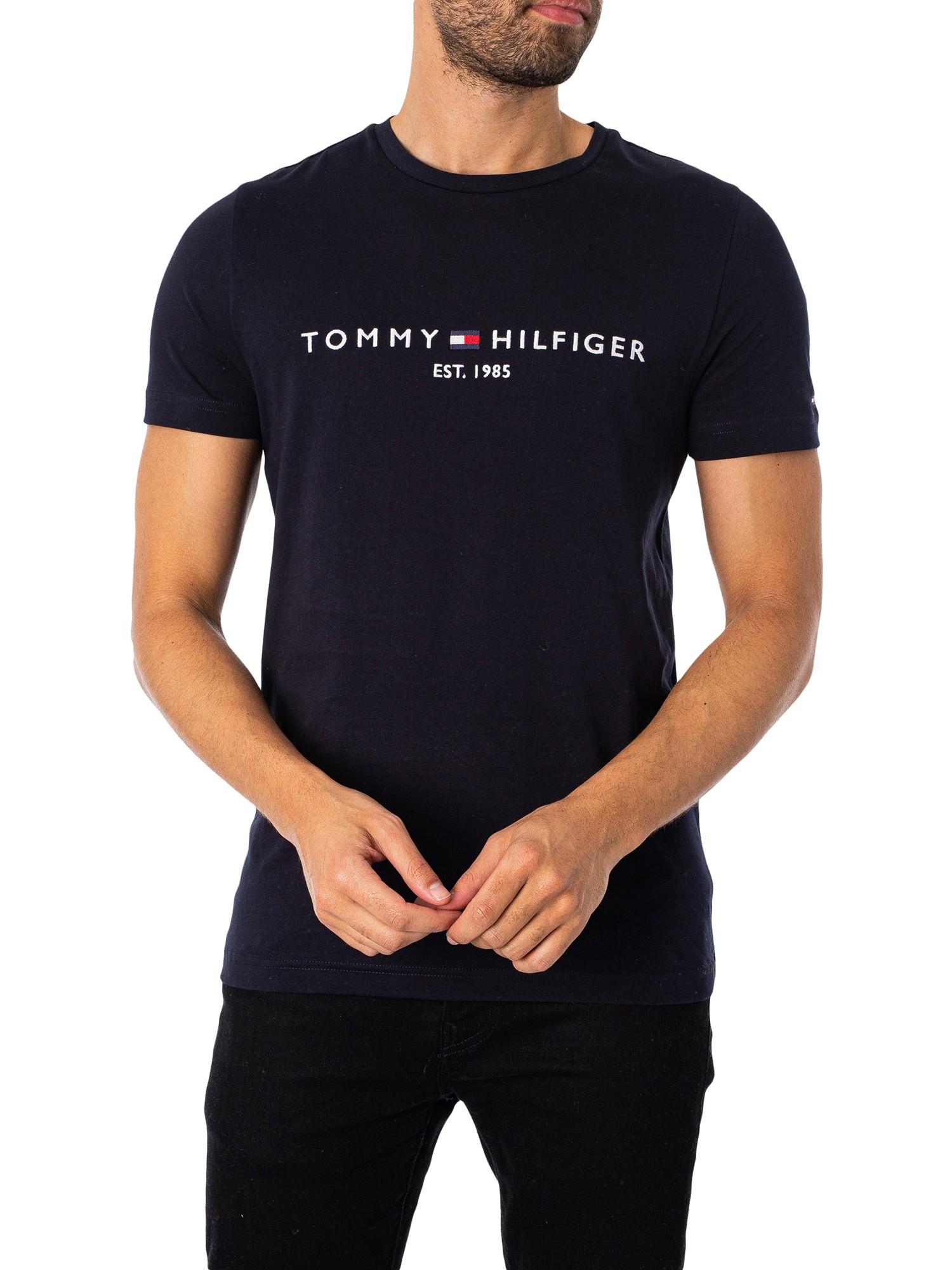Tommy Logo T-shirt in Black Men | Lyst
