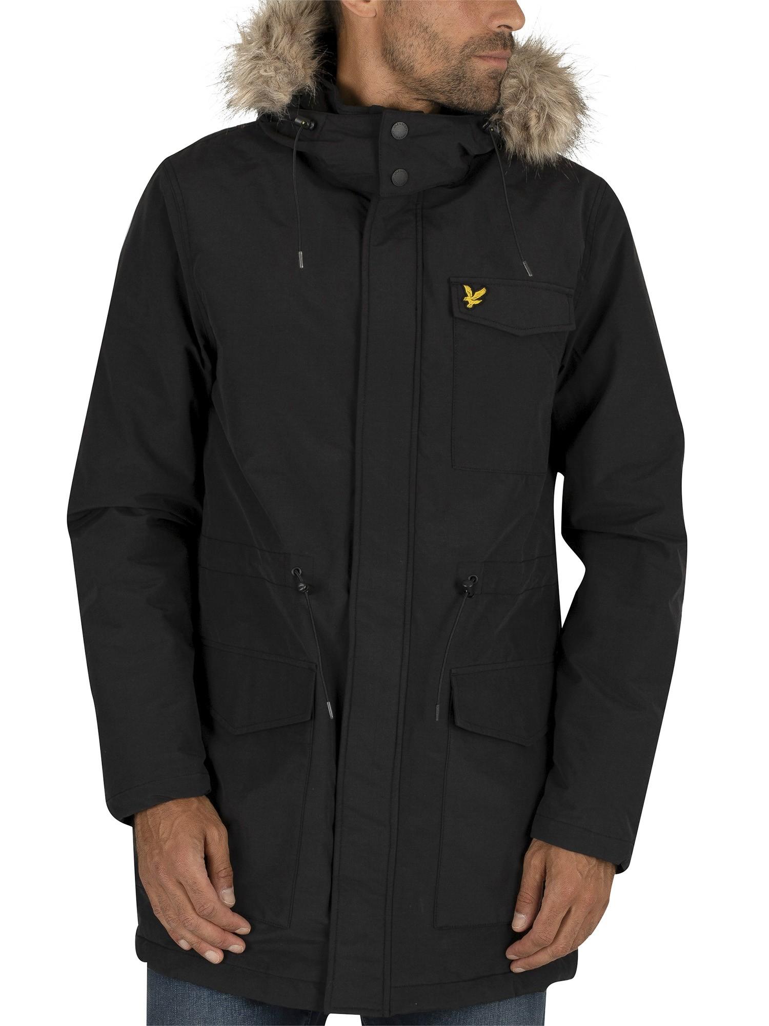 Lyle & Scott Cotton Winter Weight Microfleece Parka Jacket in Black for Men  - Lyst