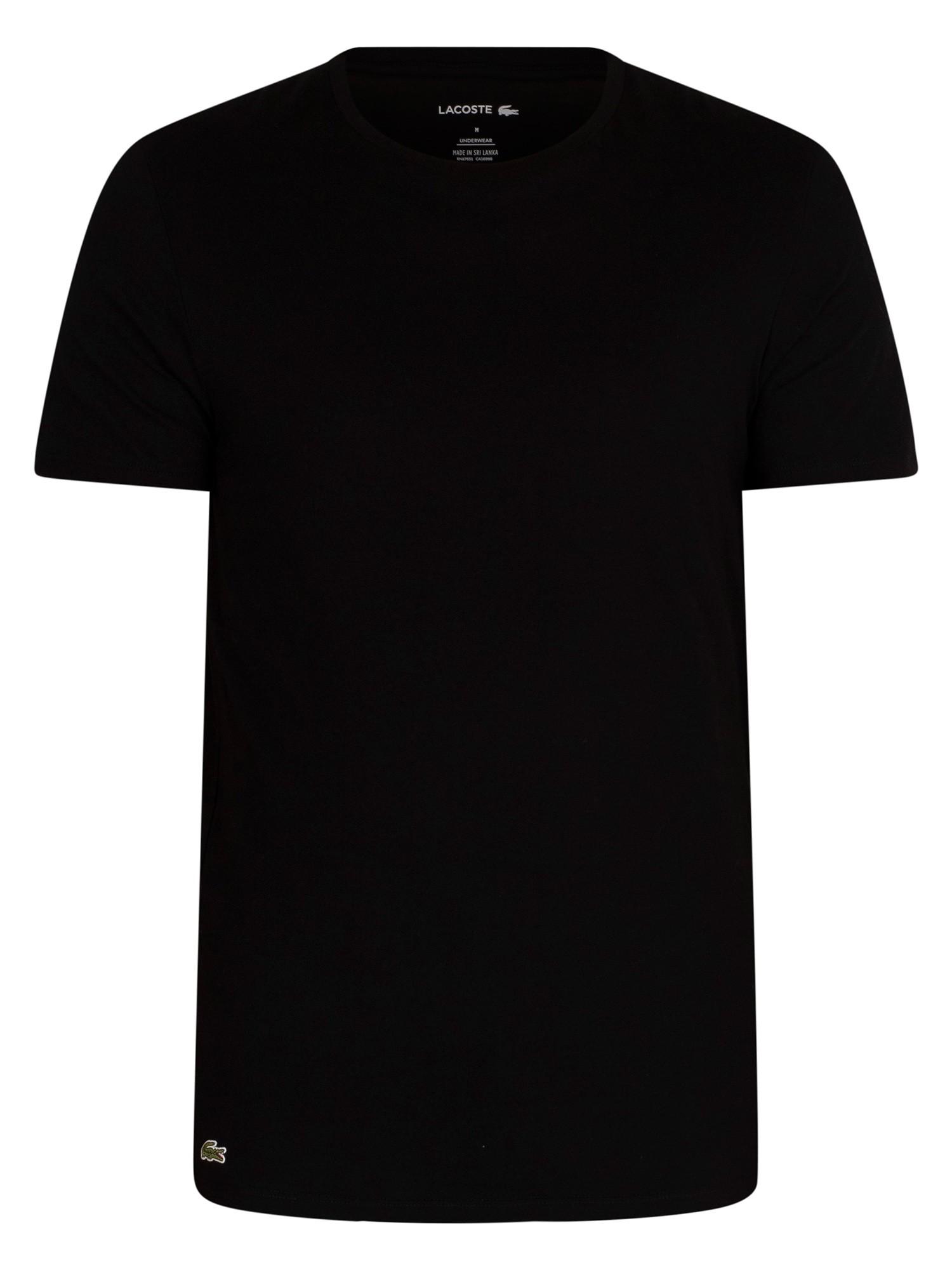 Black Lacoste Men's 3 Pack Lounge Essentials Slim T-Shirts