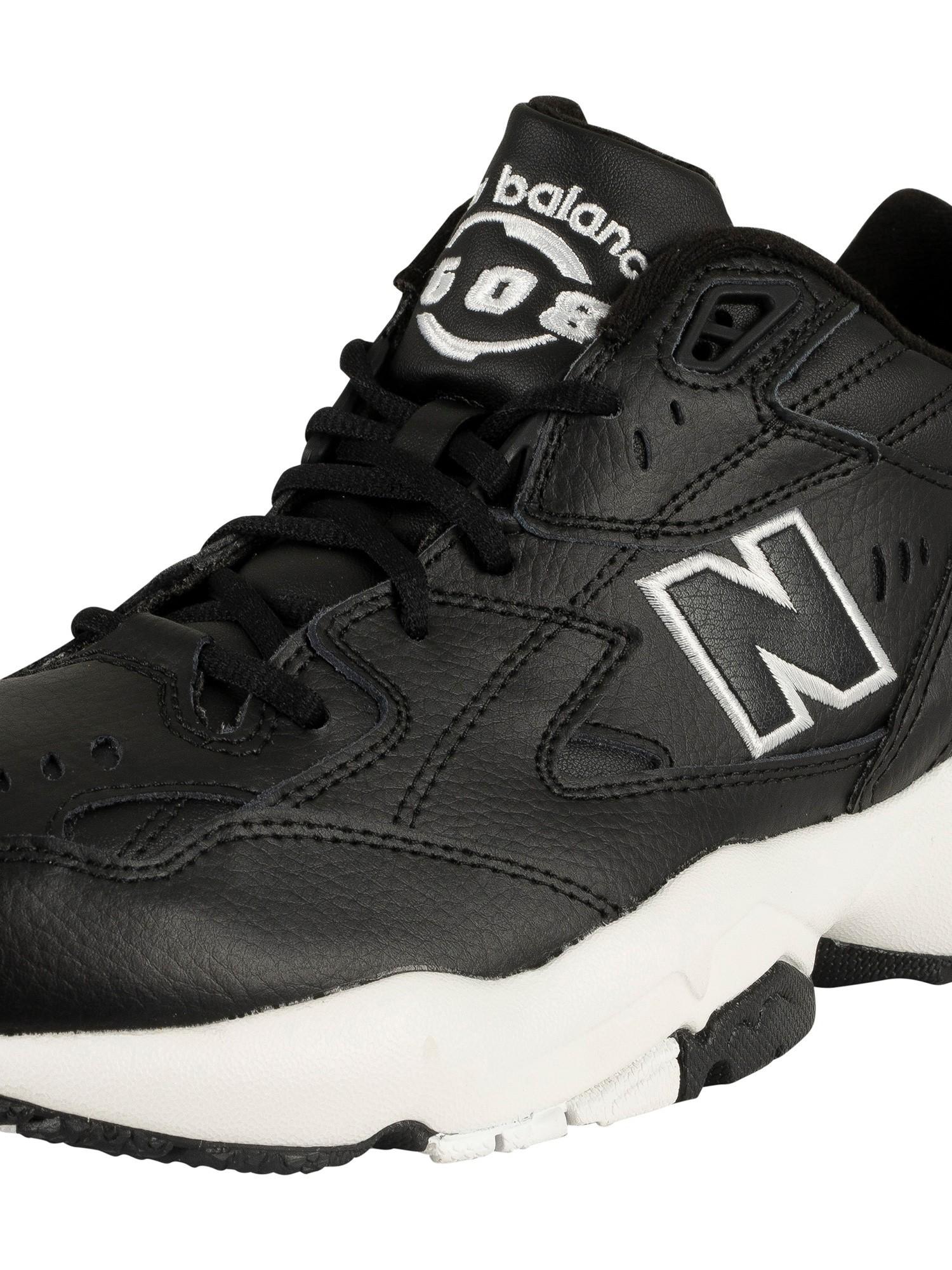 New Balance 608 Leather Trainers in Black/White (Black) for Men Lyst