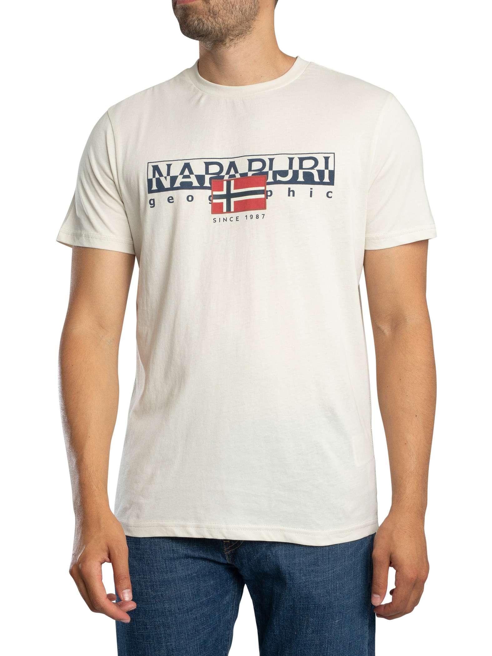 Tシャツ・カットソー NAPAPIJRI Men T-shirt Gnawed Blue NP0A4GDL 183 Napapijri Blue Cotton Men's T-Shirt | Amazon.com