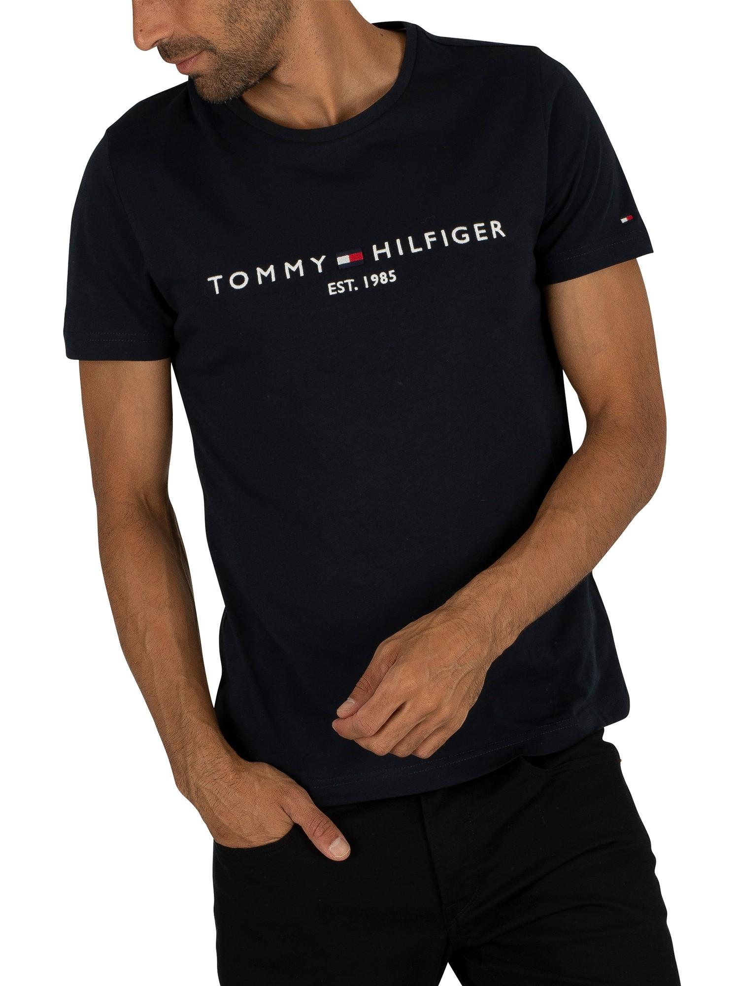 Tommy Hilfiger Logo T-shirt in Black for Men | Lyst