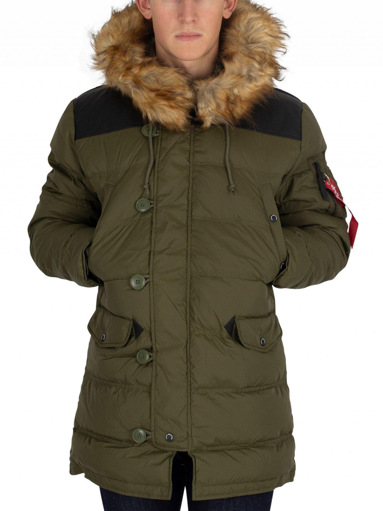 Alpha Industries Fur Dark Green N3-b Puffer Jacket for Men - Lyst
