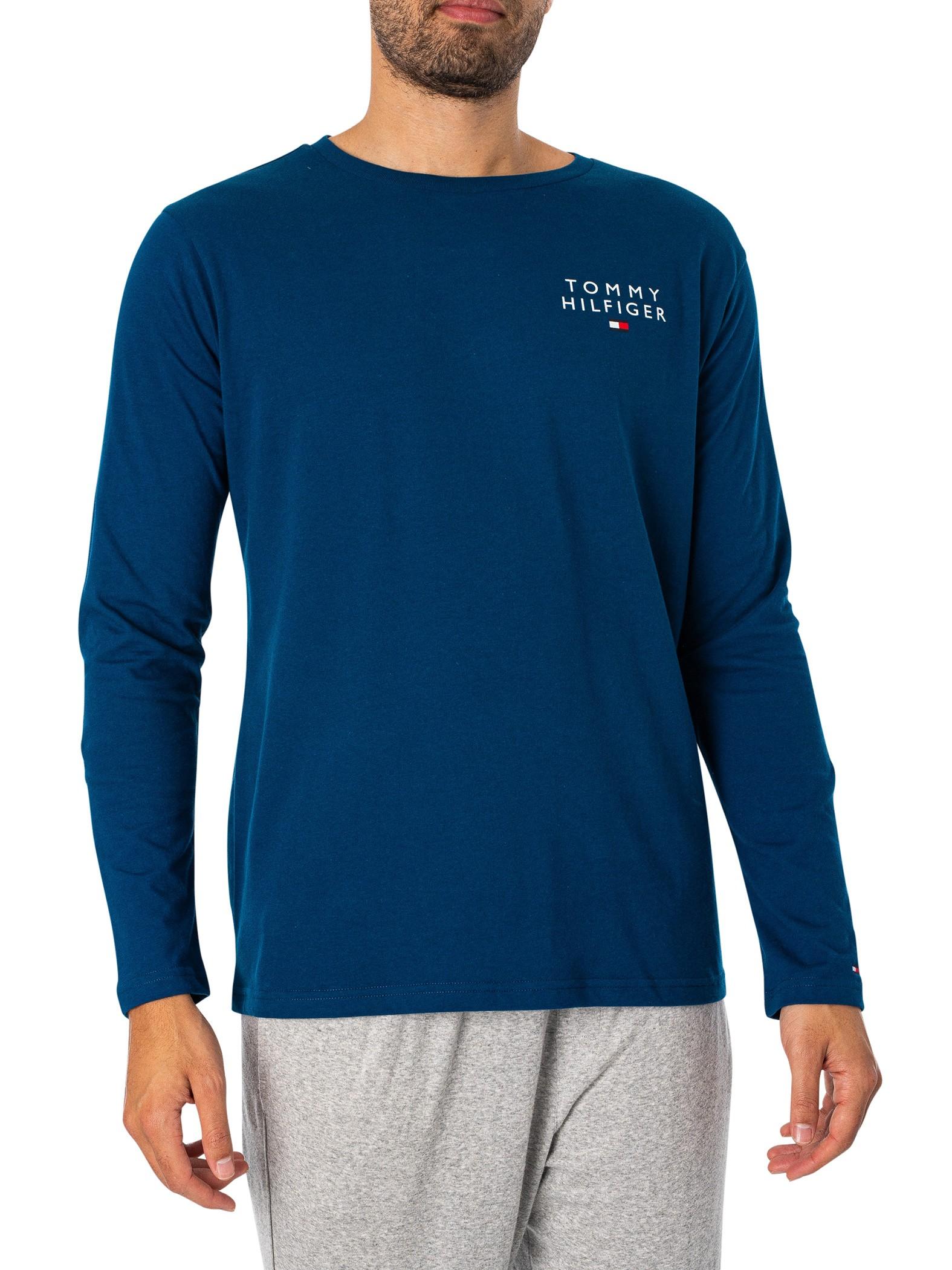 Tommy Hilfiger Lounge Longsleeved Logo T-shirt in Blue for Men | Lyst