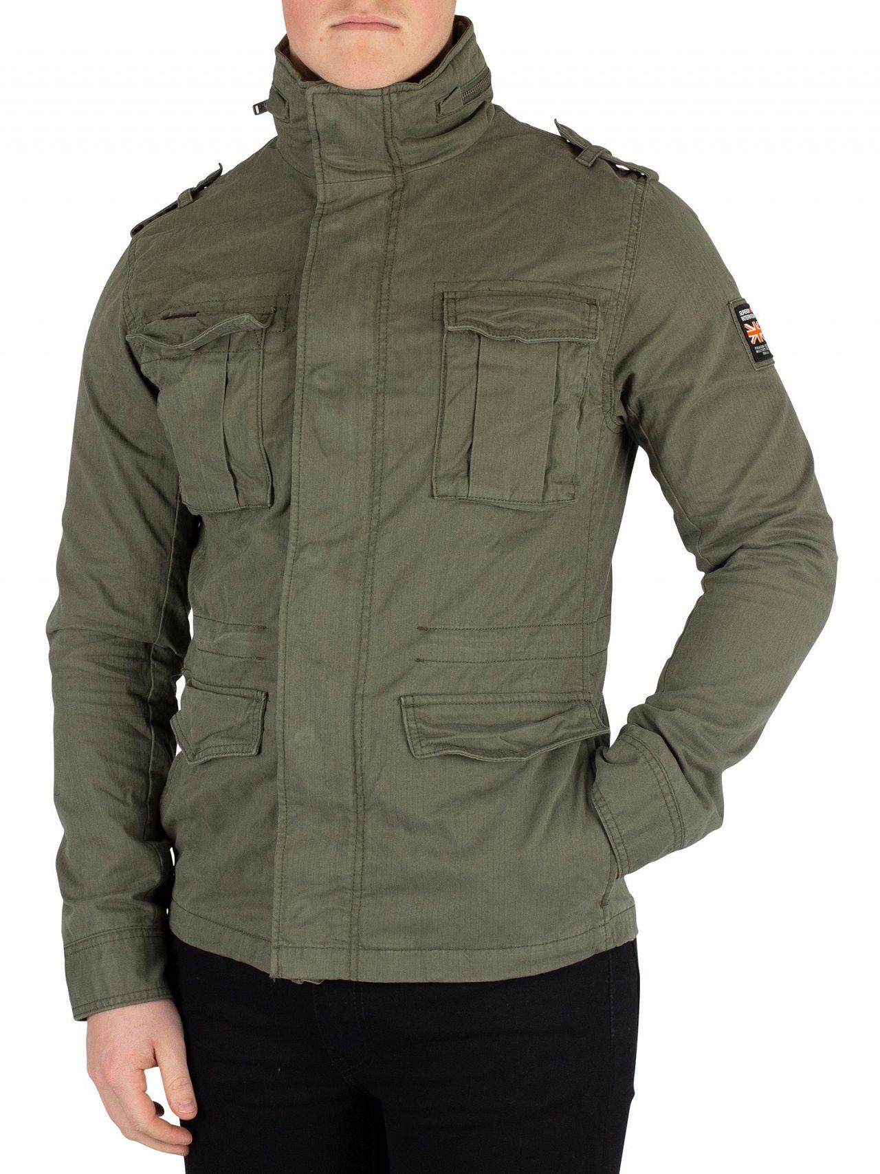 Green Superdry Mens Classic Rookie 4 Pocket Jacket