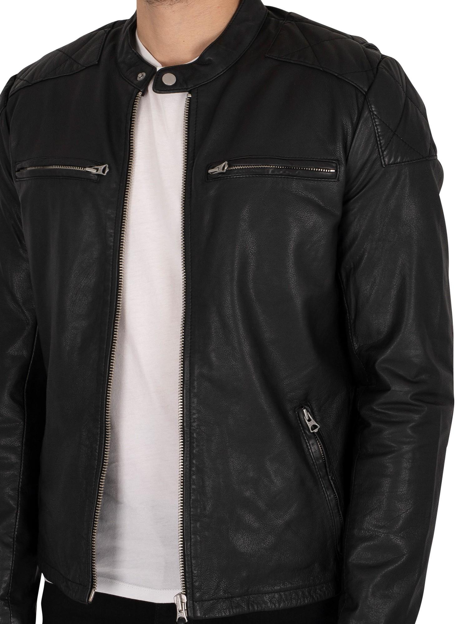 Superdry Moto Racer Leather Jacket in Black for Men | Lyst