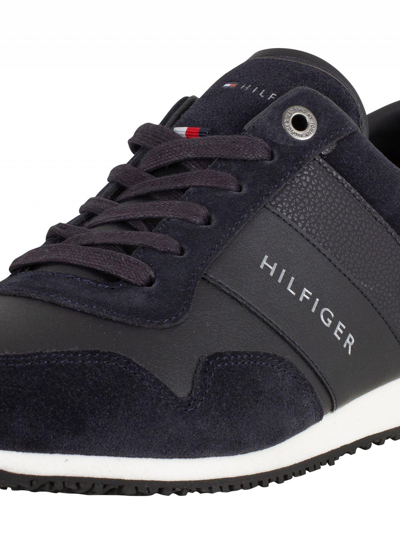 Tommy Hilfiger Men's Iconic Leather Suede Trainers, Blue Men's Shoes