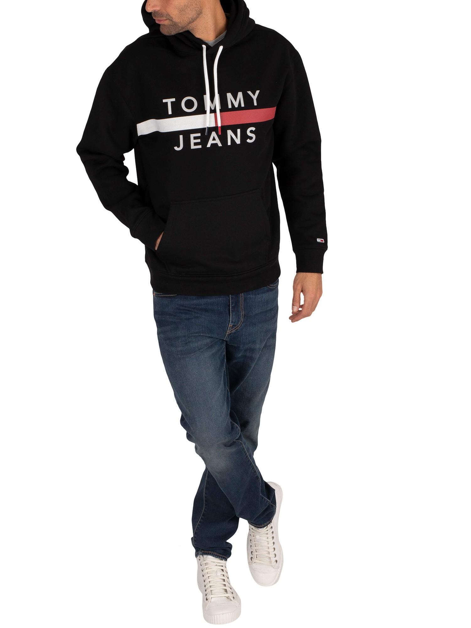 Tommy Hilfiger Denim Tommy Jeans Reflective Flag Hoody in Black 