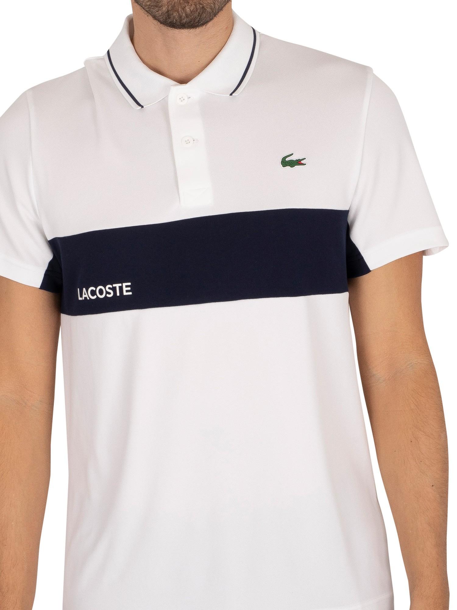 Lacoste Rubber Sport Colourblock Polo Shirt in White/Navy Blue (Blue) for  Men | Lyst