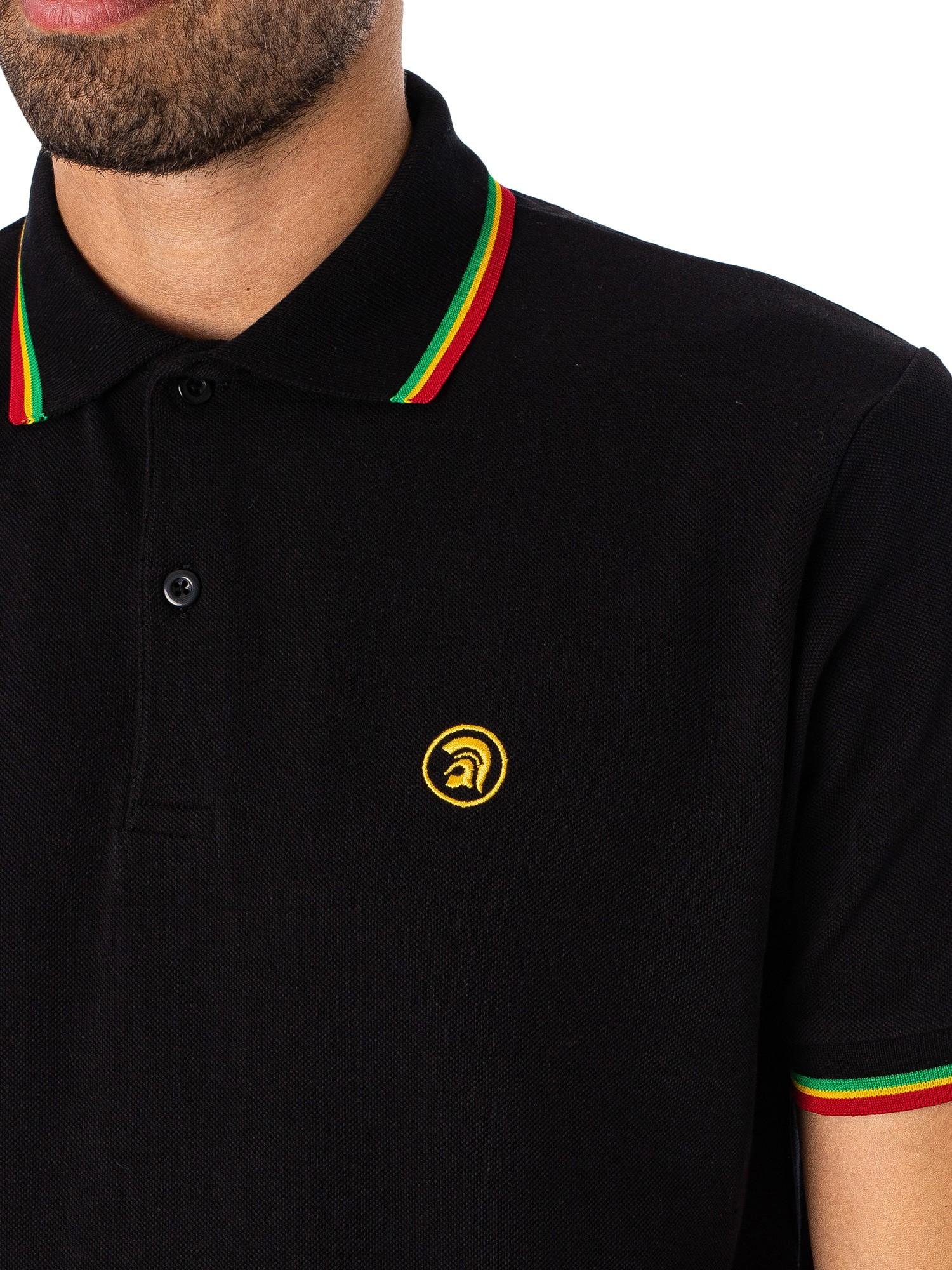 Trojan Twin-tipped Pique Polo Shirt in Black for Men | Lyst