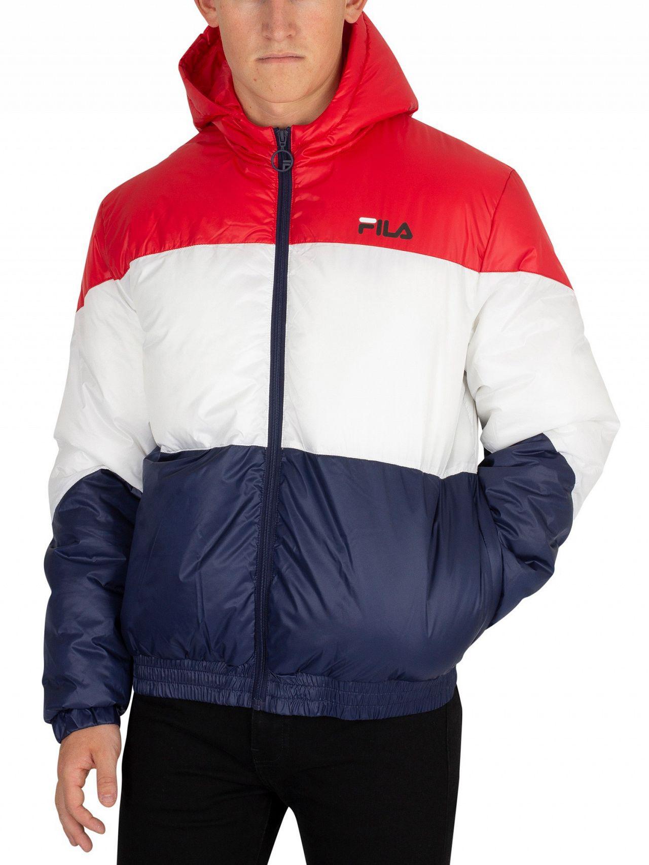 red and blue fila jacket