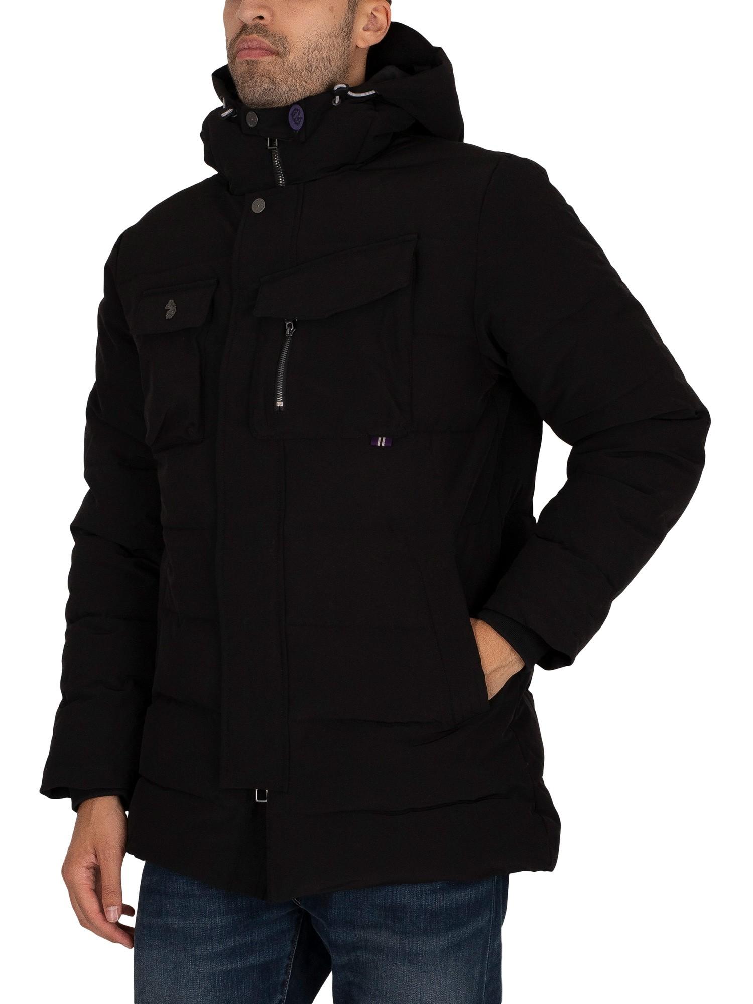 luke 1977 longard quilted hooded jacket black