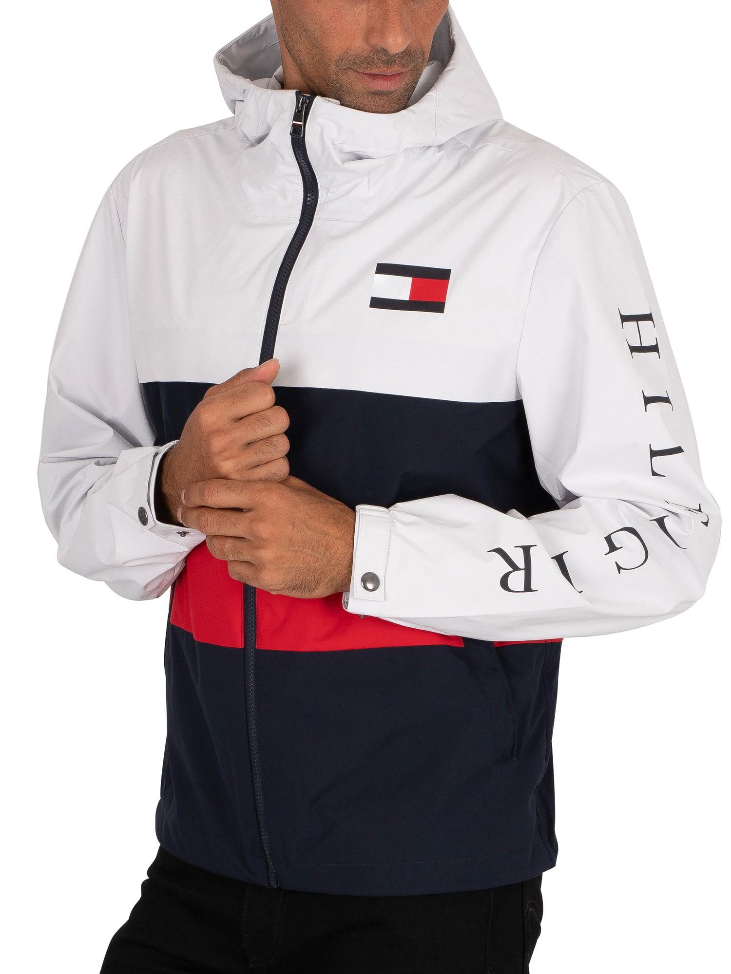 Tommy Hilfiger Colourblock White Hooded Jacket for Men - Lyst