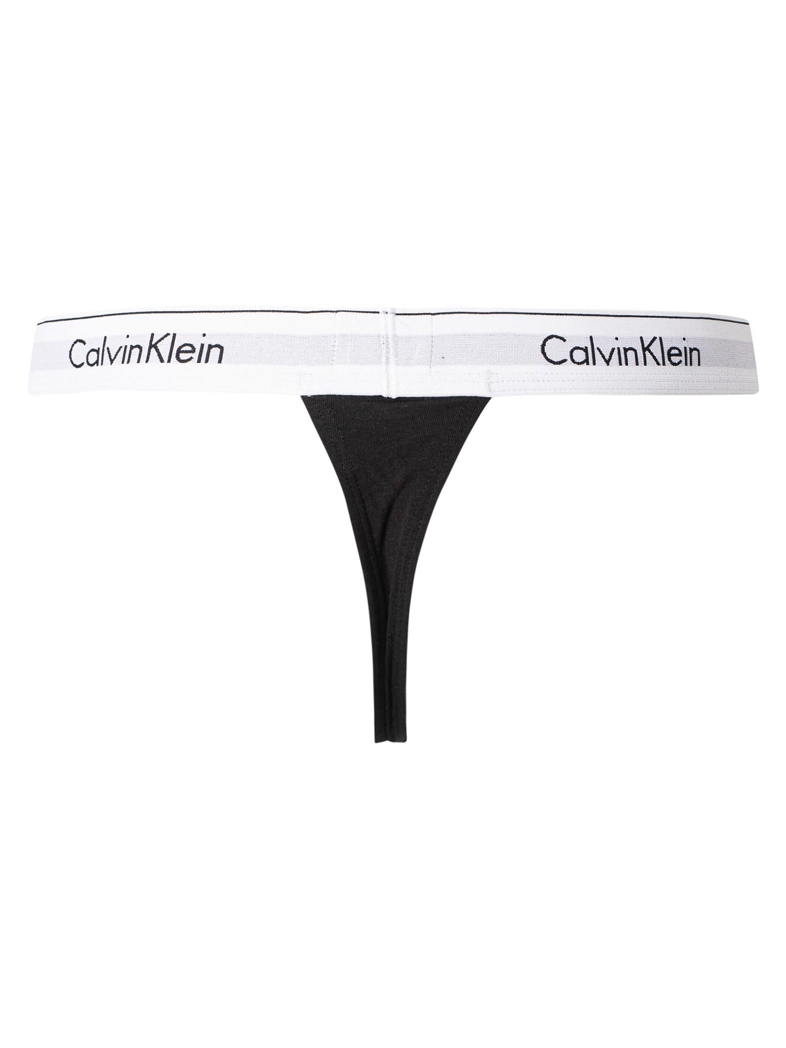 Calvin Klein 3 Pack Modern Cotton Stretch Thongs in Black for Men