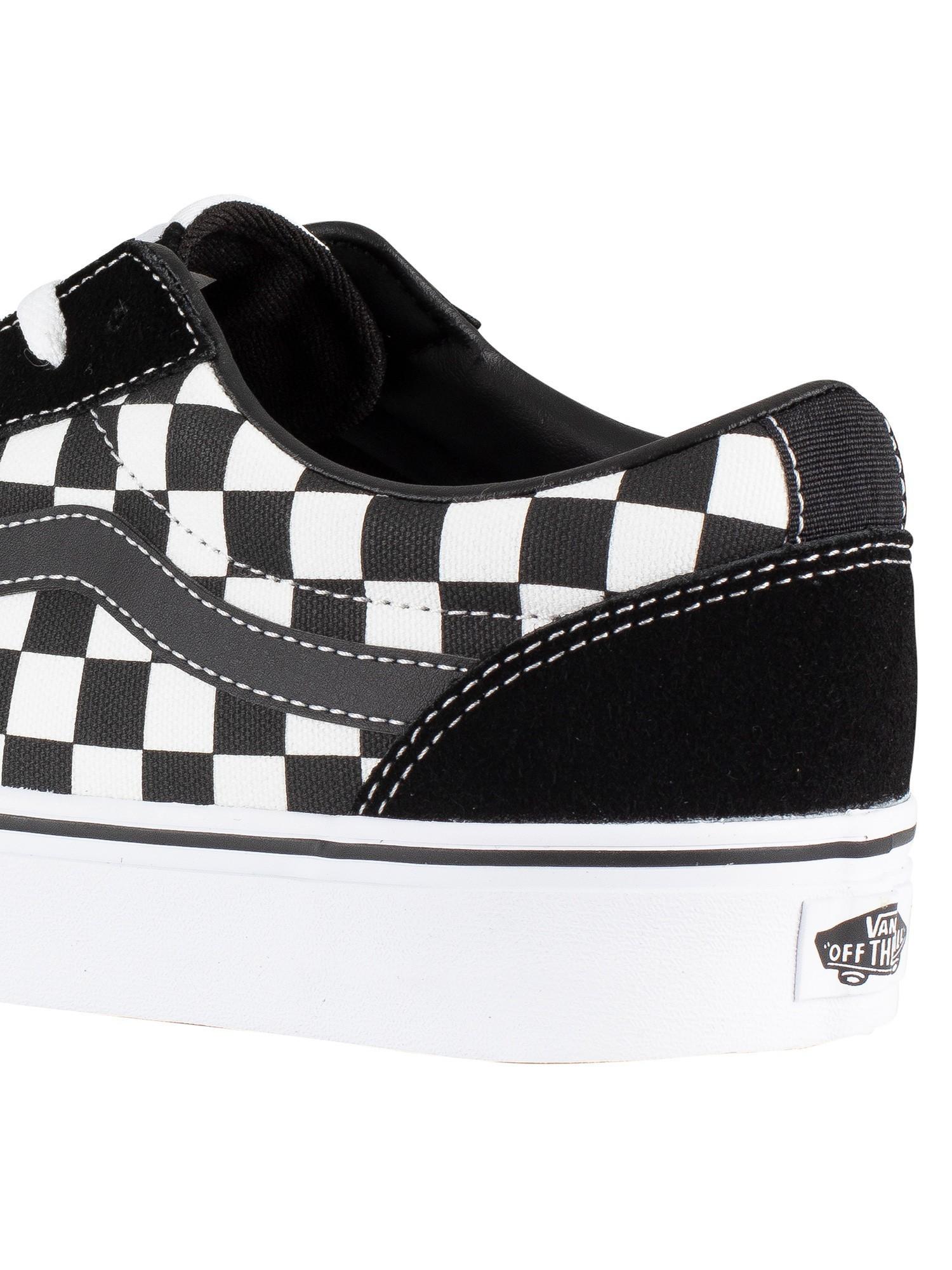 black and white checkered vans with laces