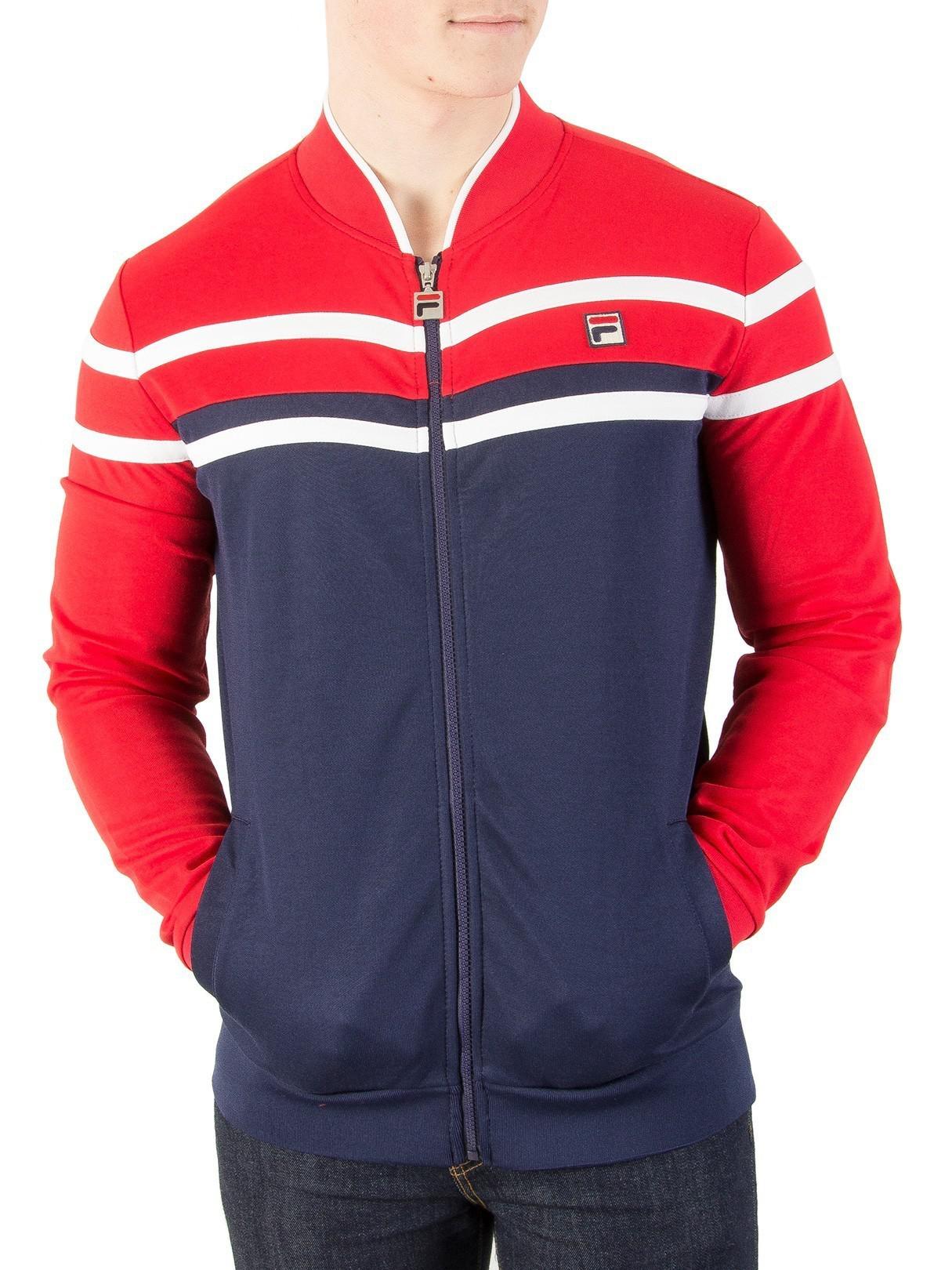 Fila Cotton Peacoat/chinese Red/cream Naso Chest Stripe Track Jacket