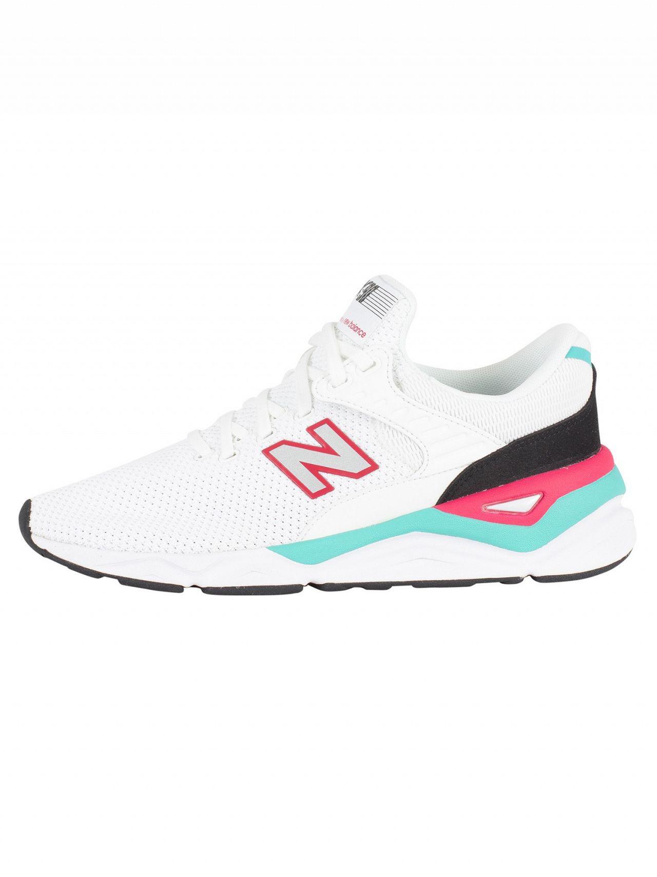 New Balance Lace White/pink/green X-90 Trainers for Men | Lyst