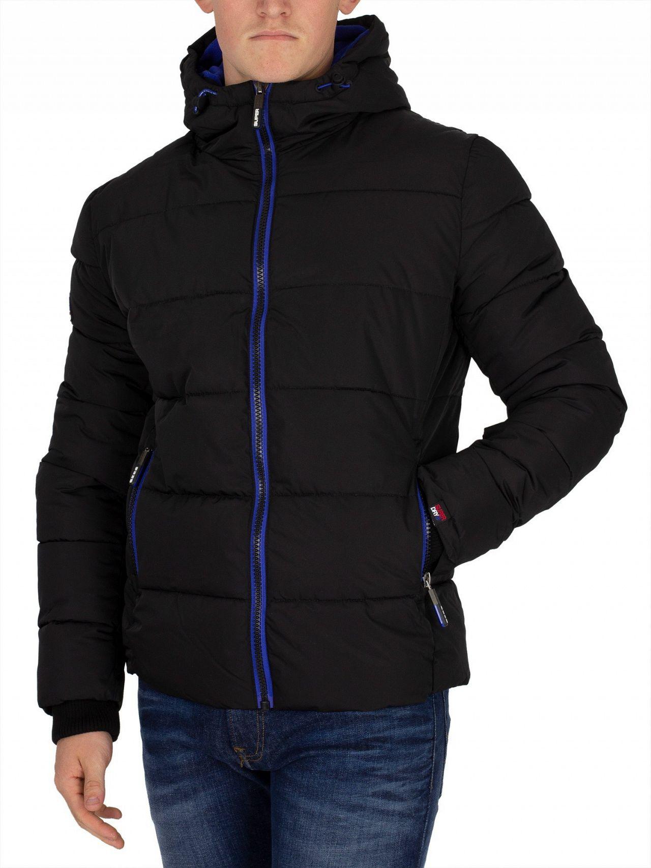 Superdry Synthetic Black/cobalt Sports Puffer Jacket for Men Lyst