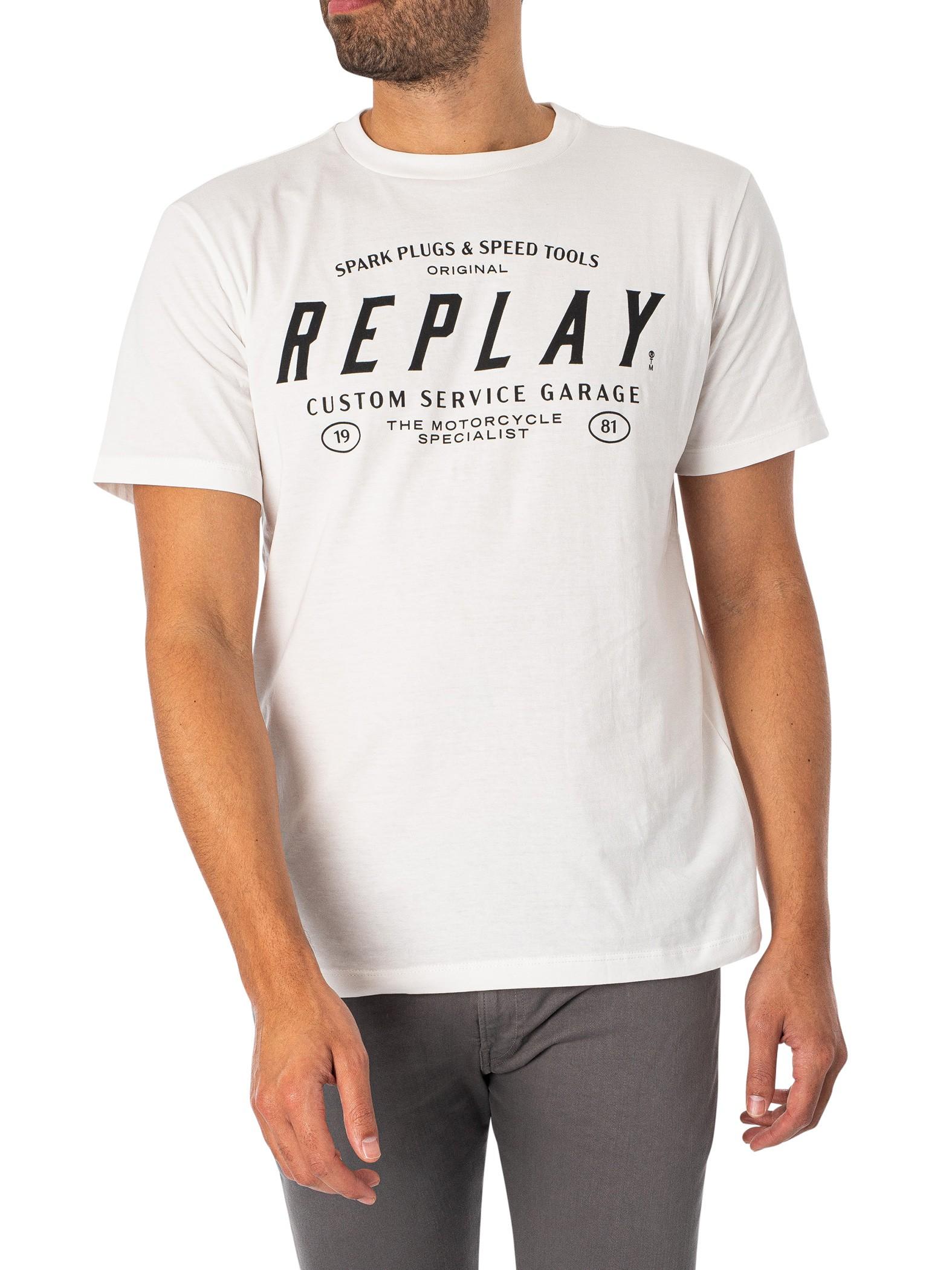 Replay Graphic T-shirt in White for Men | Lyst