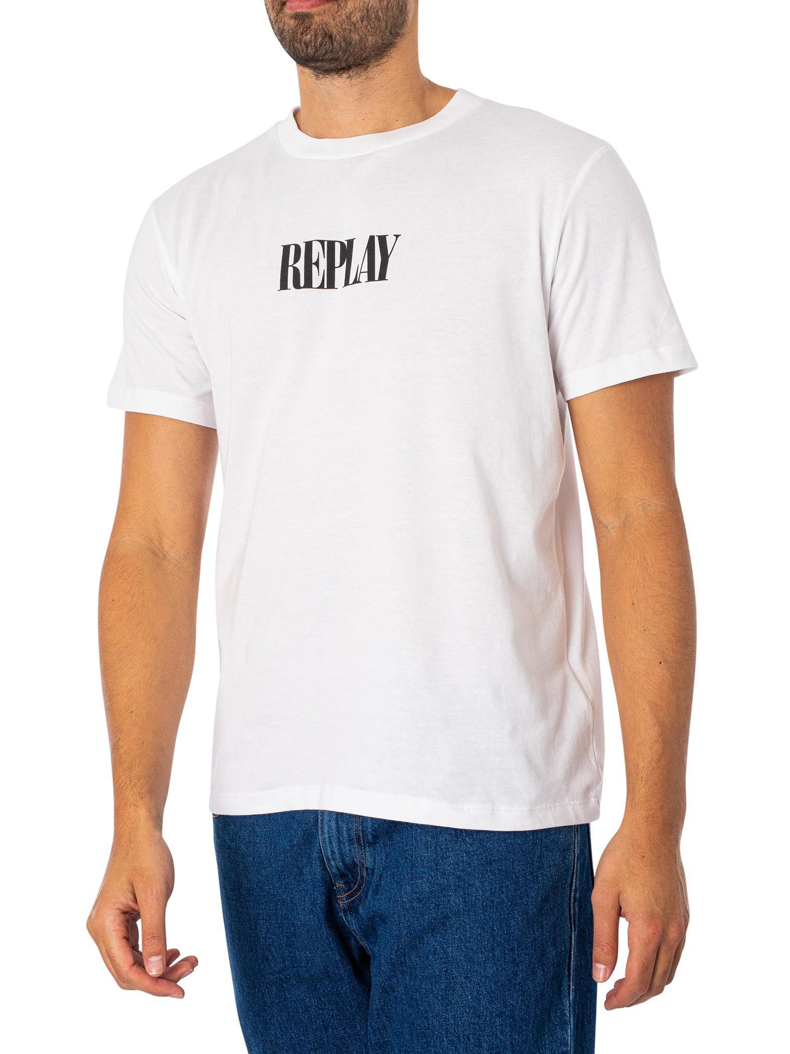 Replay Back Graphic T-shirt in White for Men | Lyst