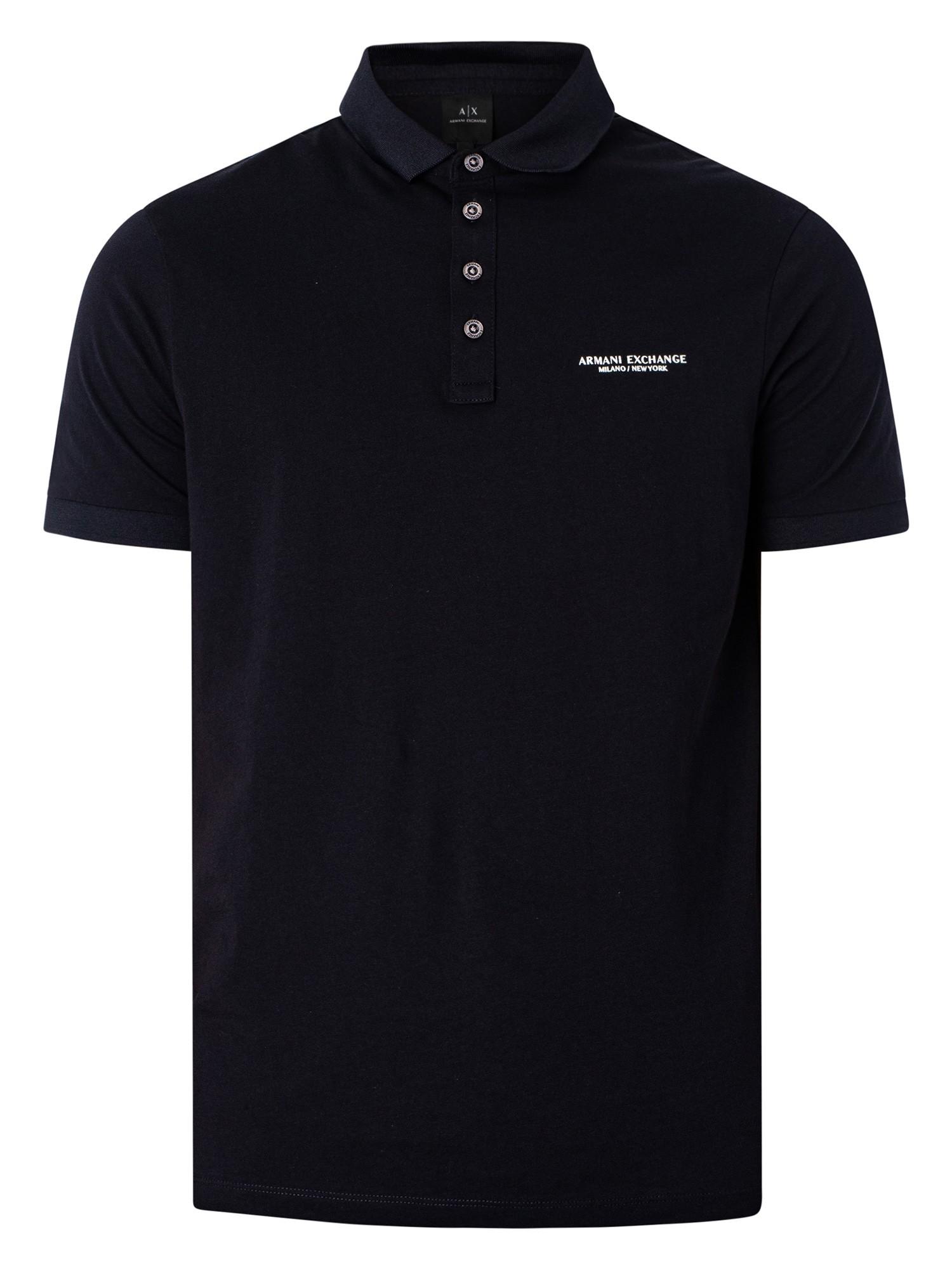 Armani Exchange Chest Logo Polo Shirt in Black for Men | Lyst