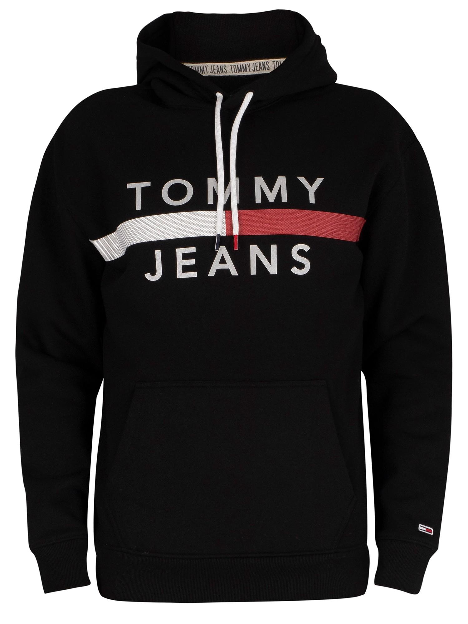Tommy Hilfiger Denim Tommy Jeans Reflective Flag Hoody in Black 