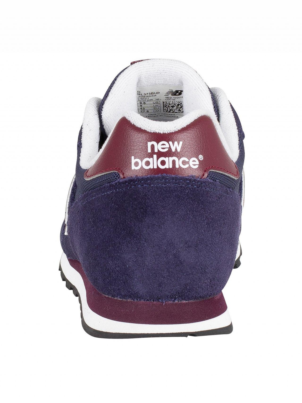 new balance 373 navy & burgundy suede trainers