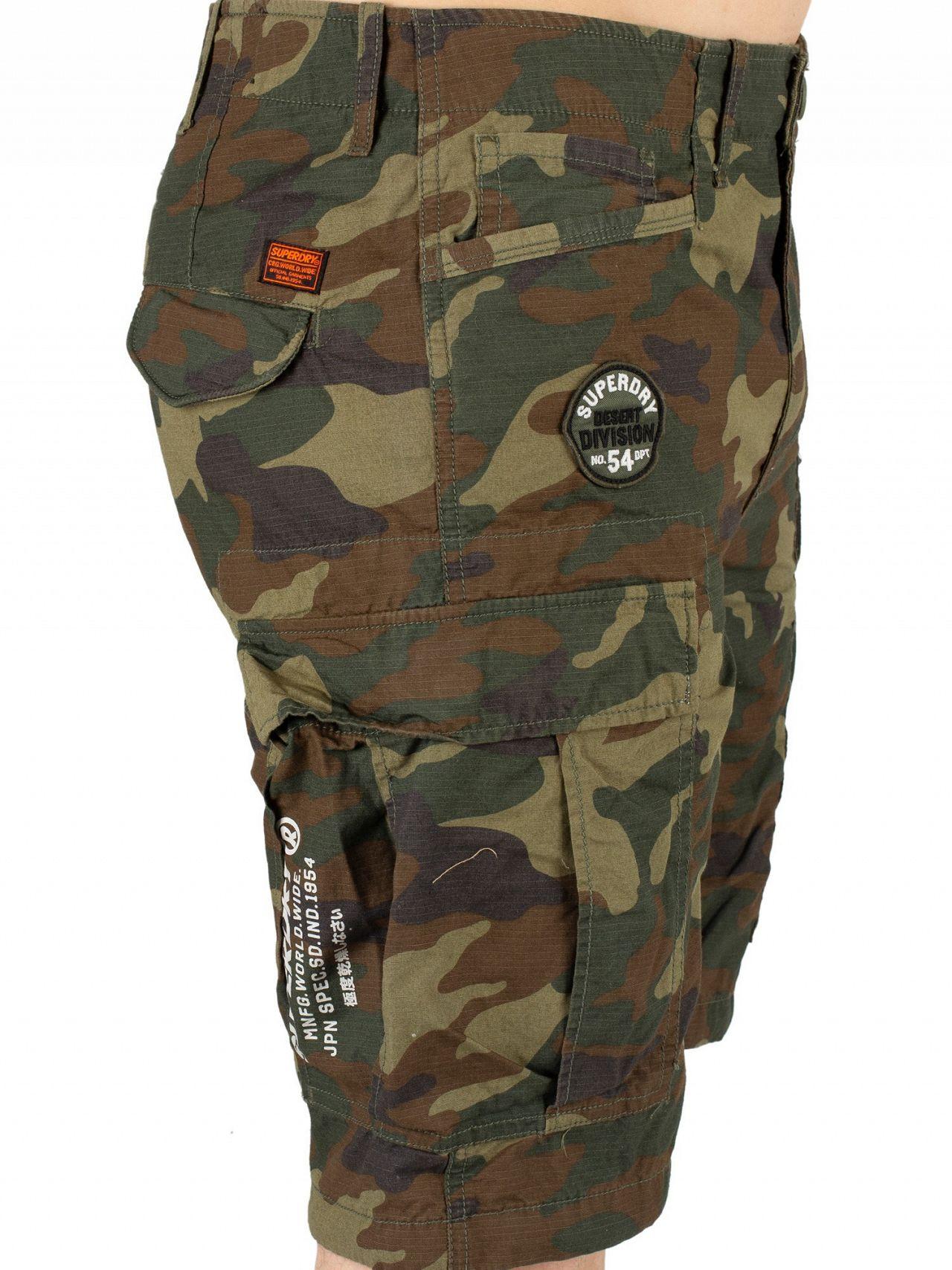 Superdry Cotton Men's Parachute Cargo Shorts, Green Men's Shorts In