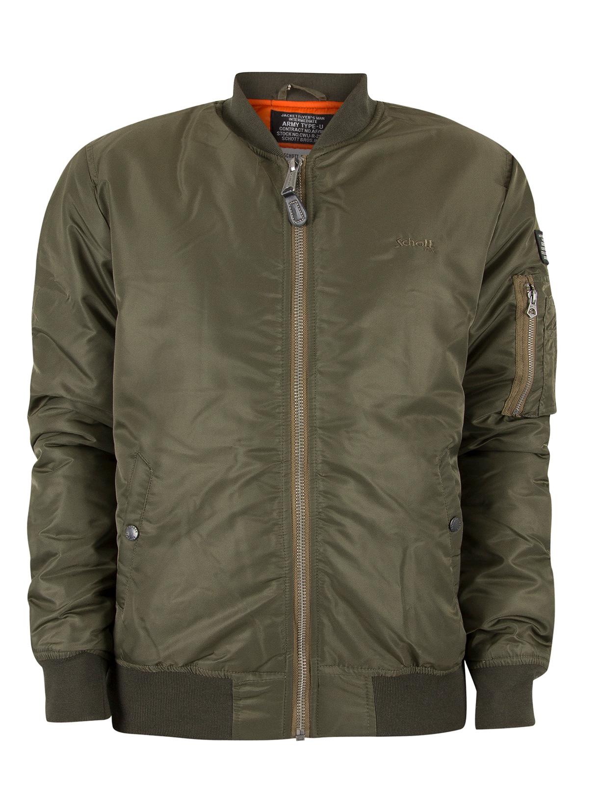 Schott Nyc Synthetic Army Kaki Airforce 1 Bomber Jacket in Green for ...