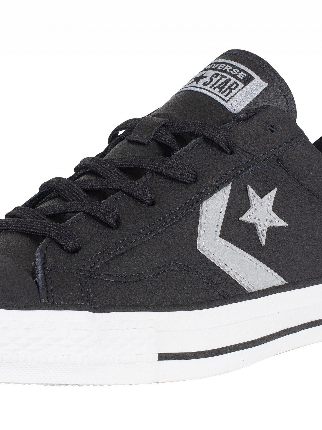 Converse Black/wolf Grey White Star Player Ox Leather Trainers - Lyst