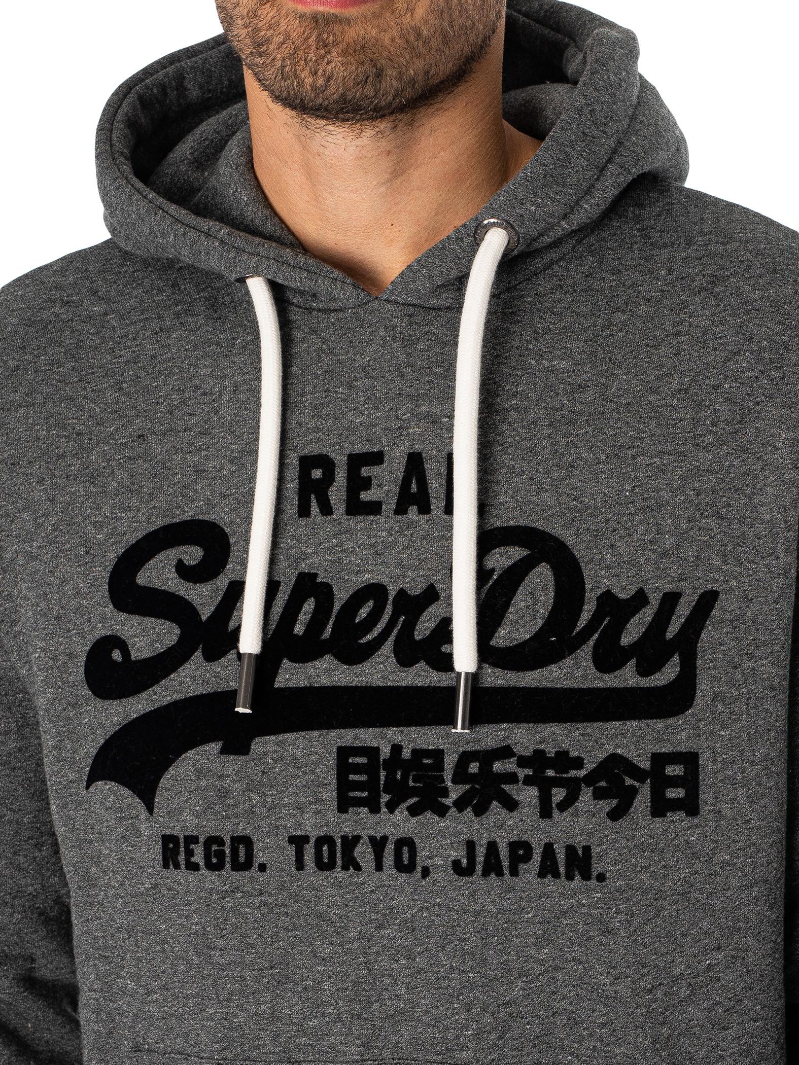 Superdry Tonal Vintage Logo Pullover Hoodie in Gray for Men | Lyst
