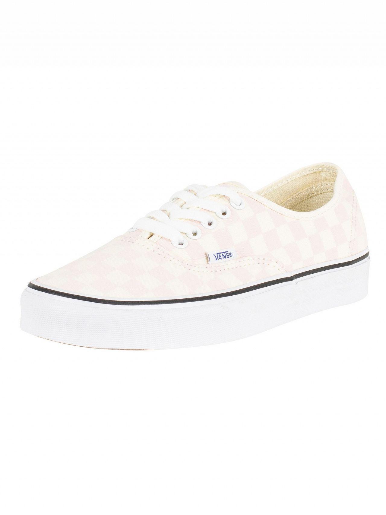 chalk pink checkered vans