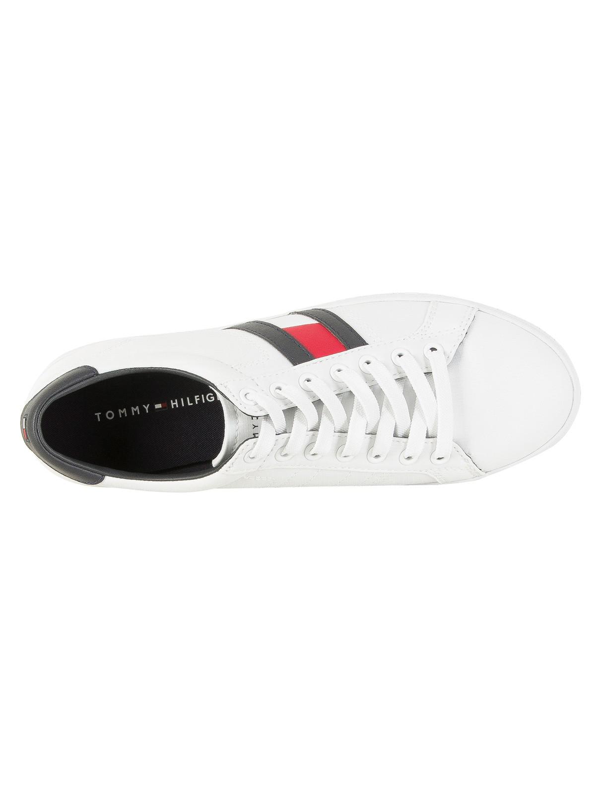 tommy hilfiger white & navy essential flag trainers