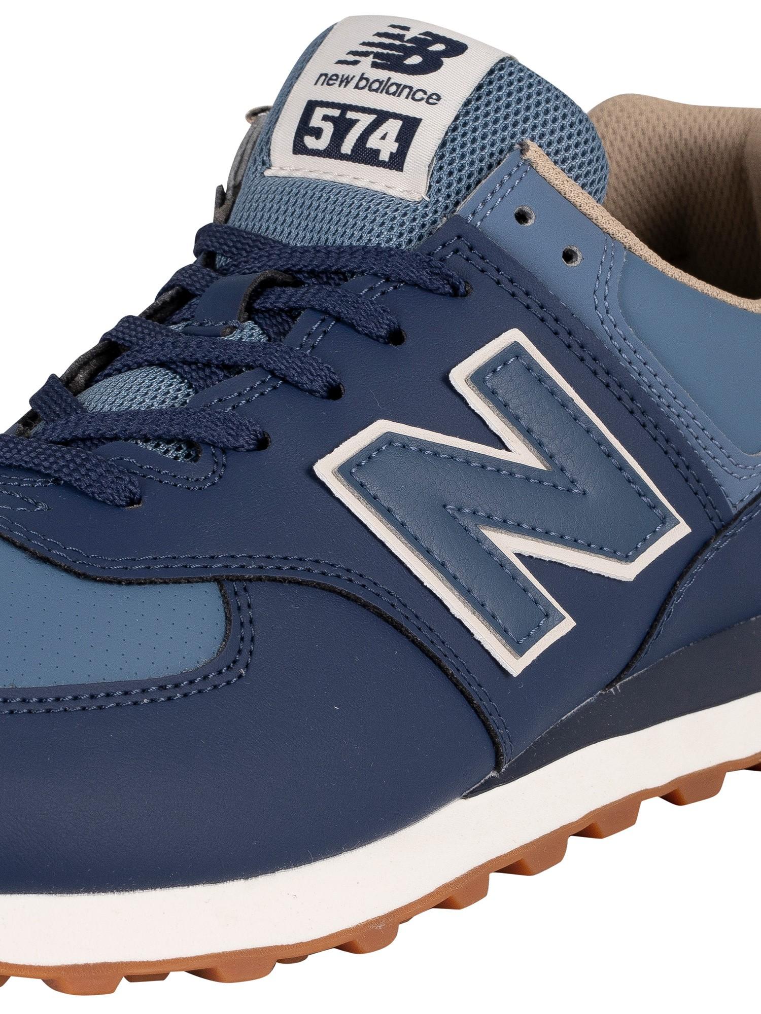 New Balance 574 Vegan Leather Trainers in Blue | Lyst