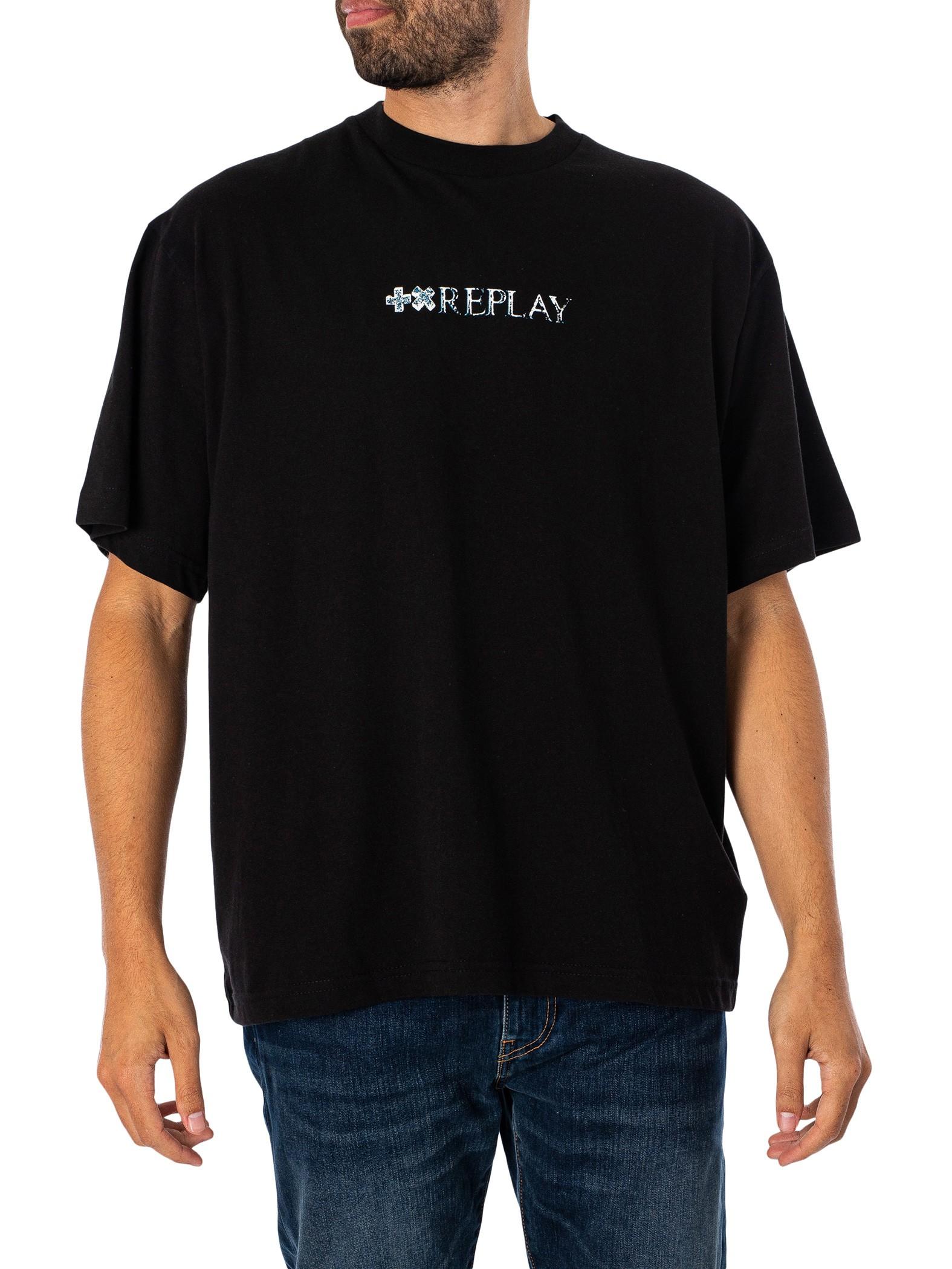 Replay Logo Back Graphic T shirt in Black for Men Lyst UK