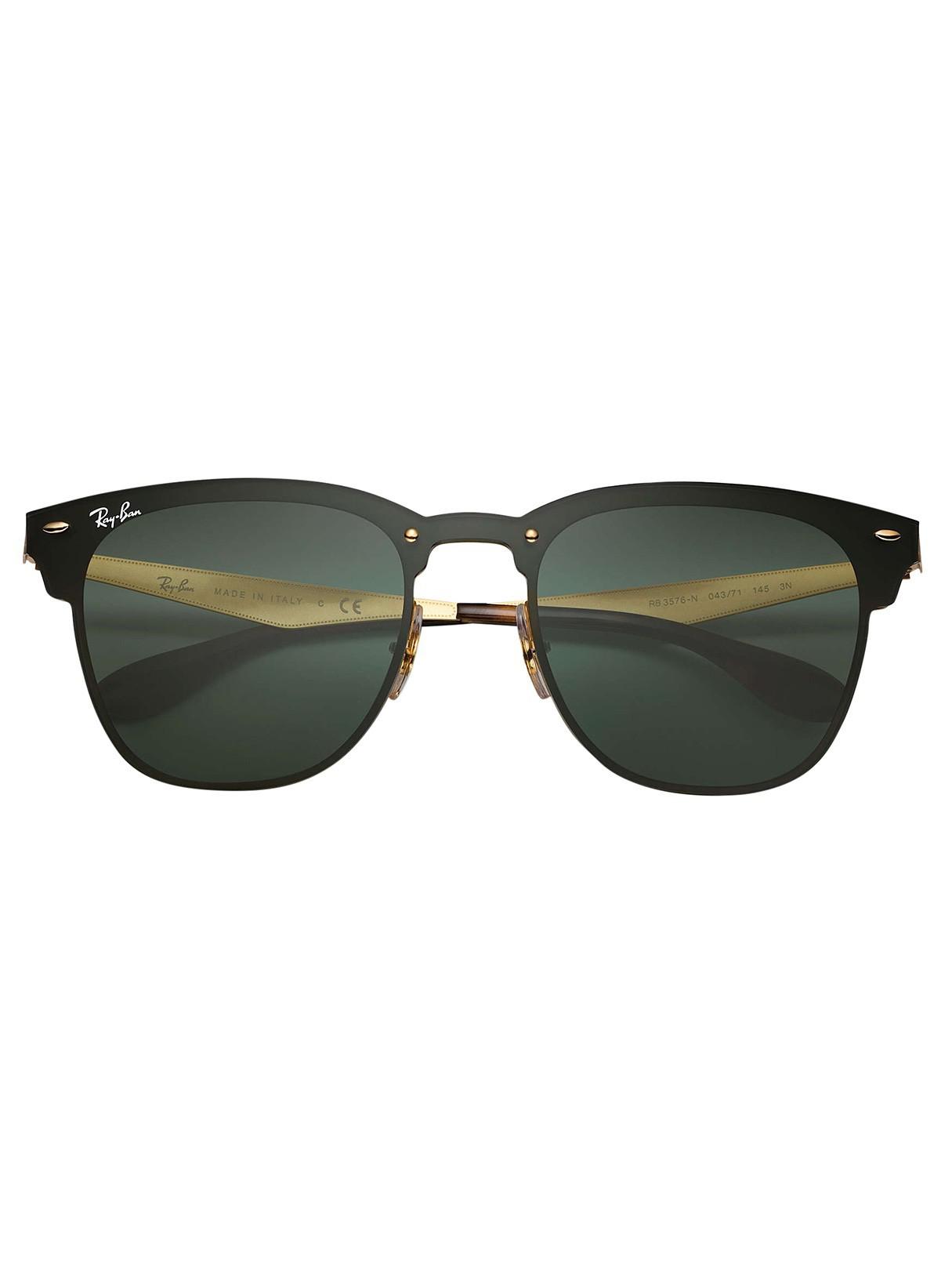 Ray-Ban Black/gold Blaze Clubmaster Steel Sunglasses for Men - Lyst