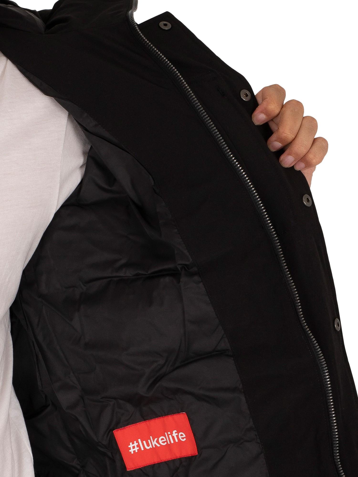 luke 1977 longard quilted hooded jacket black