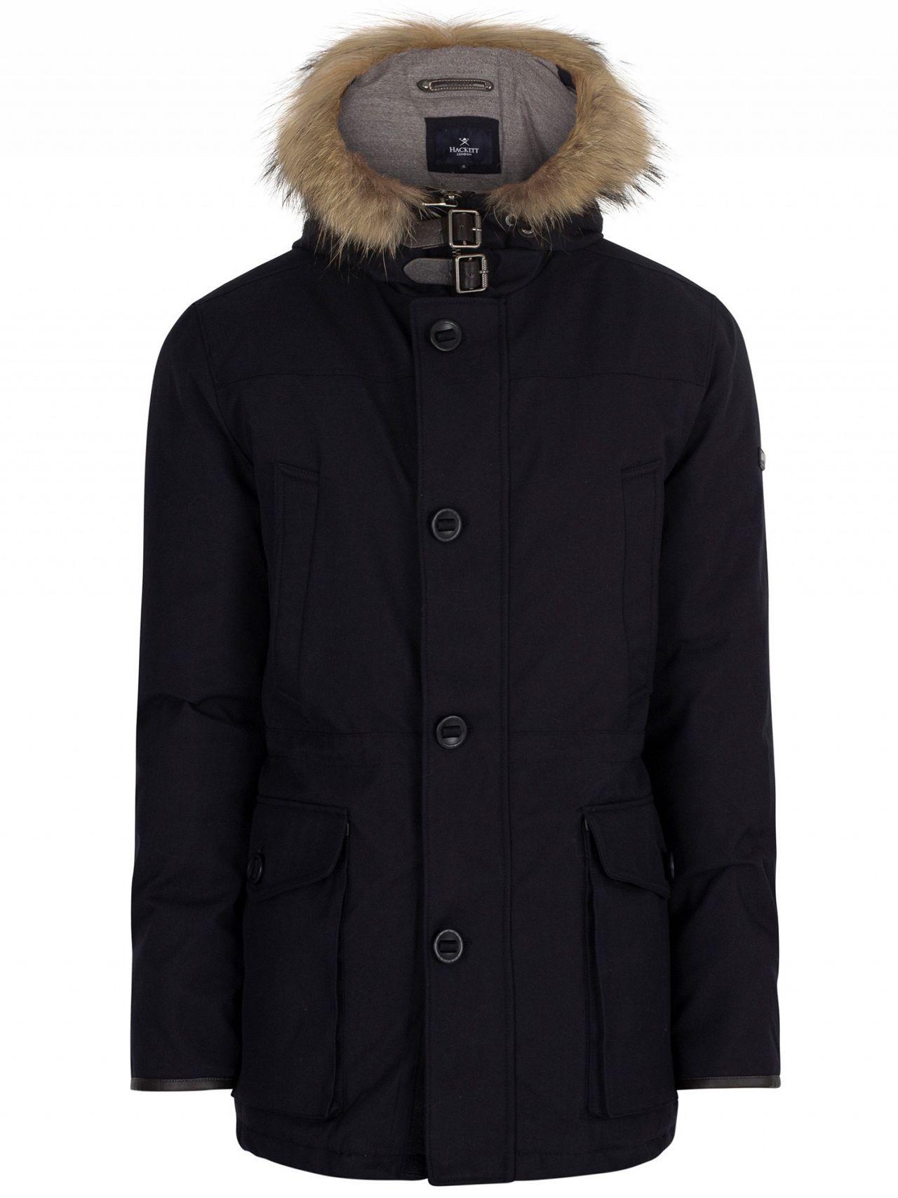 Hackett Fur Navy Arctic Parka Jacket in Blue for Men - Lyst