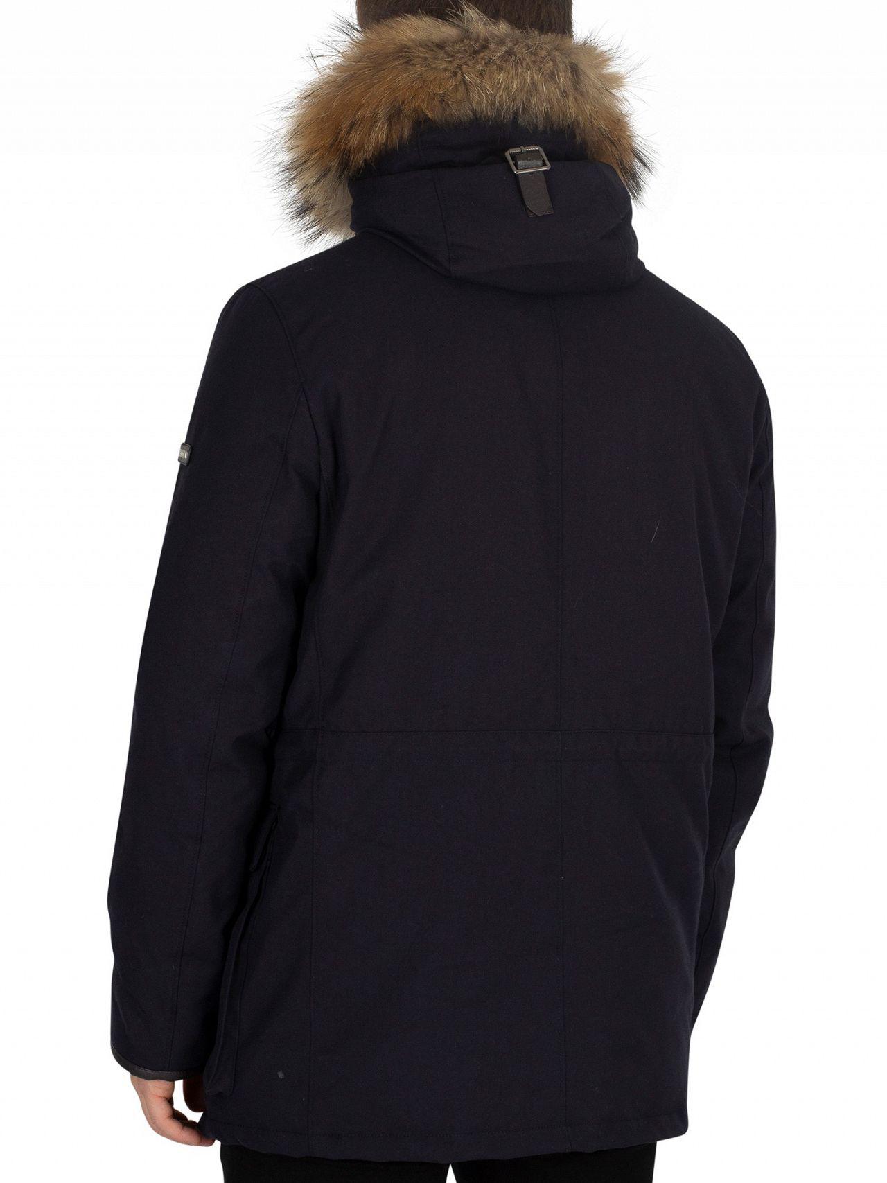 Hackett Fur Navy Arctic Parka Jacket in Blue for Men - Lyst