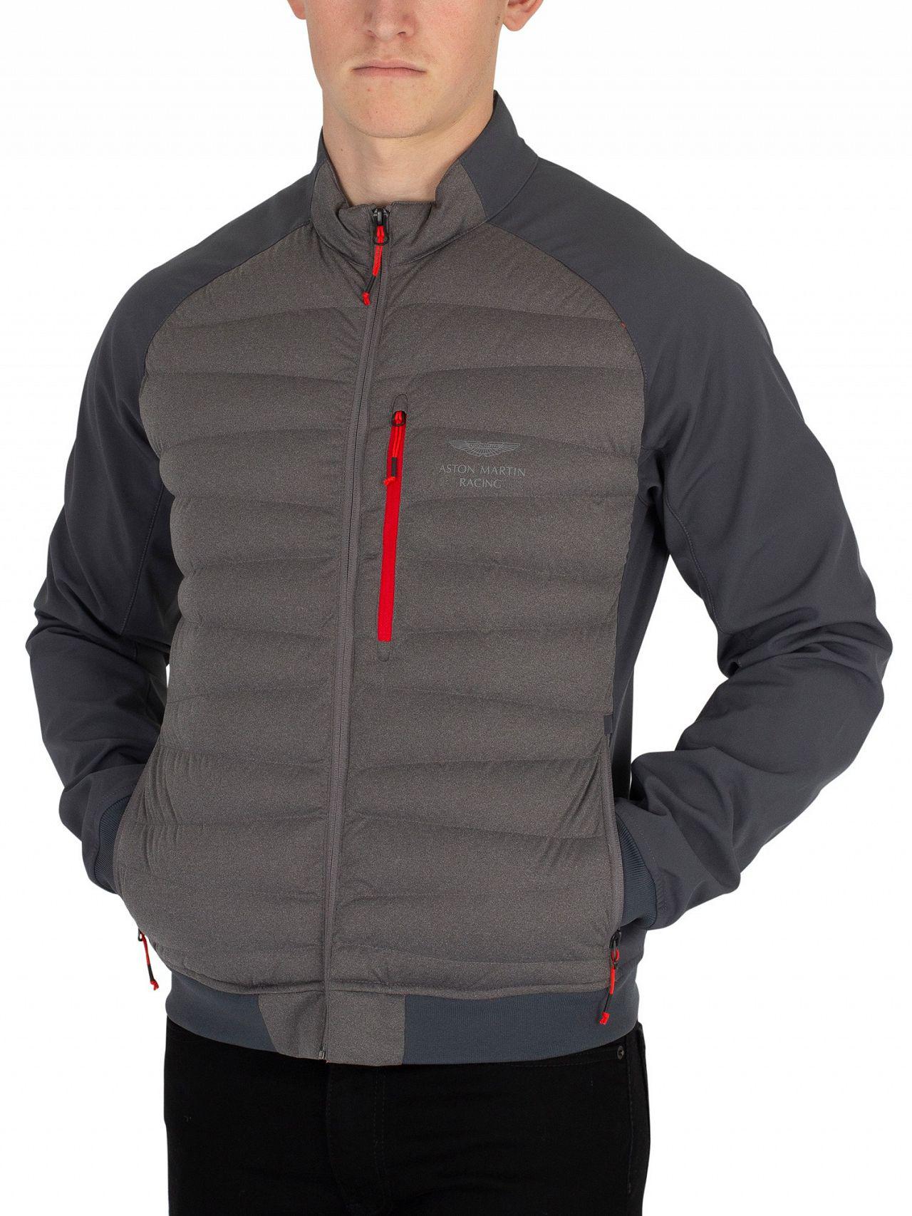 Hackett Synthetic Charcoal Aston Martin Racing Hybrid Jacket In Gray