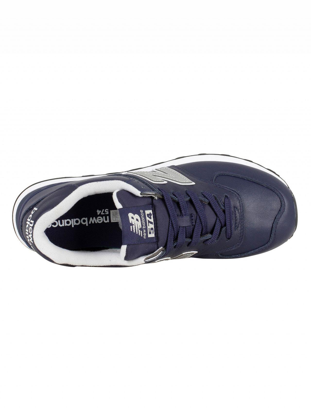 New Balance Navy 574 Leather Trainers in Blue for Men - Lyst