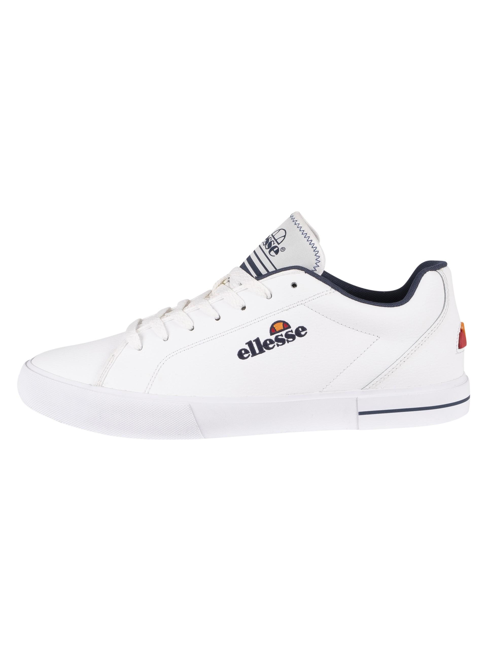 Ellesse Taggia Leather Trainers in White/White/Dark Blue (White) for Men |  Lyst