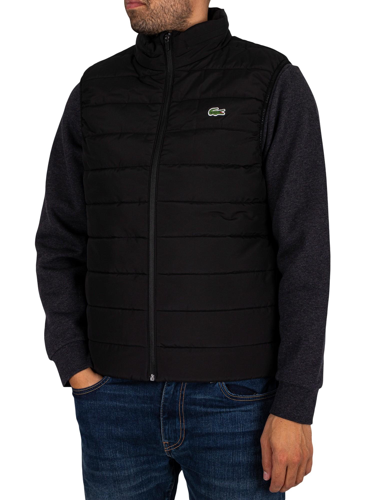 Lacoste Logo Puffer Gilet Jacket in Black for Men | Lyst