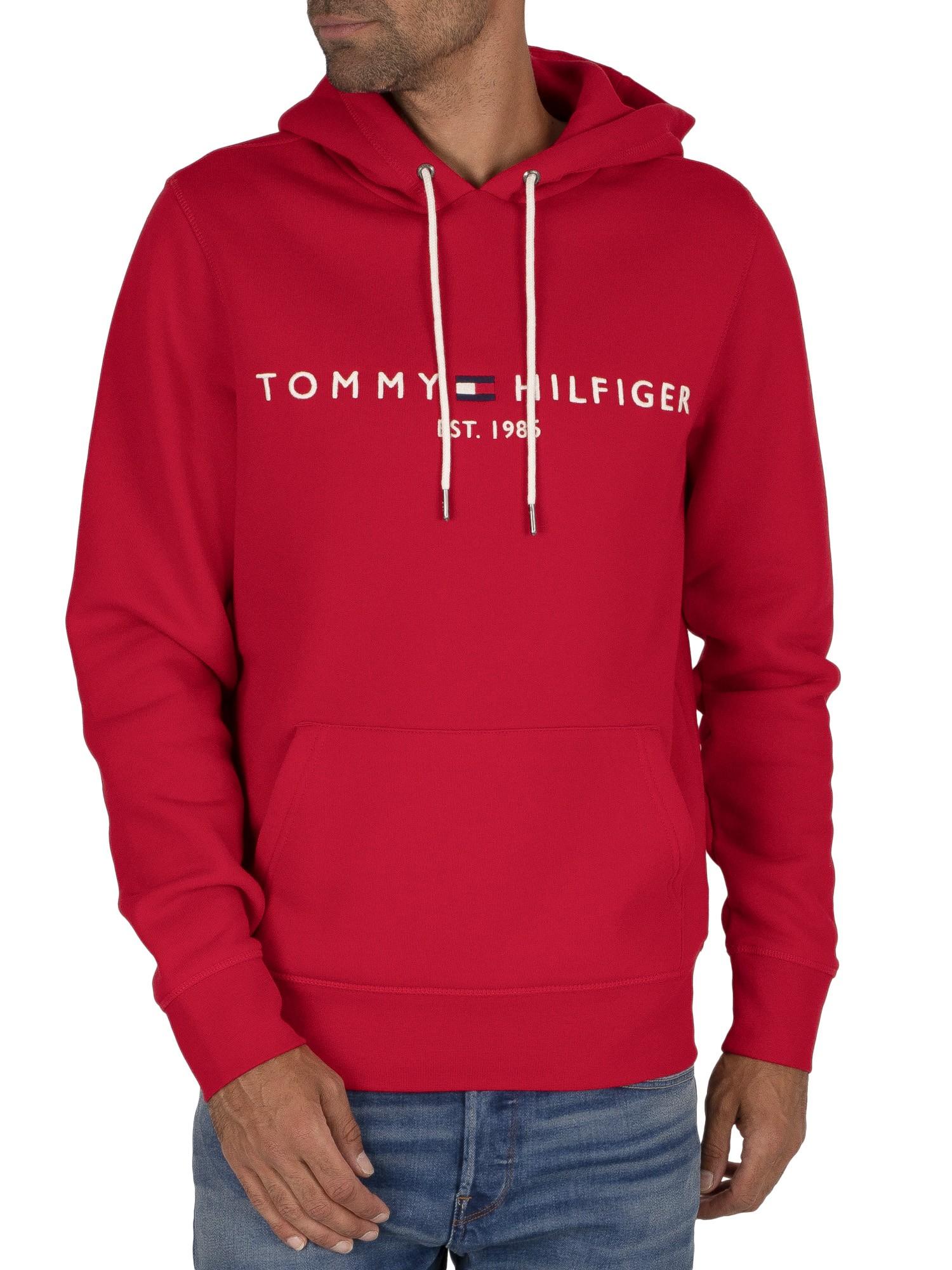 Tommy Hilfiger Graphic Pullover Hoodie in Red for Men - Lyst