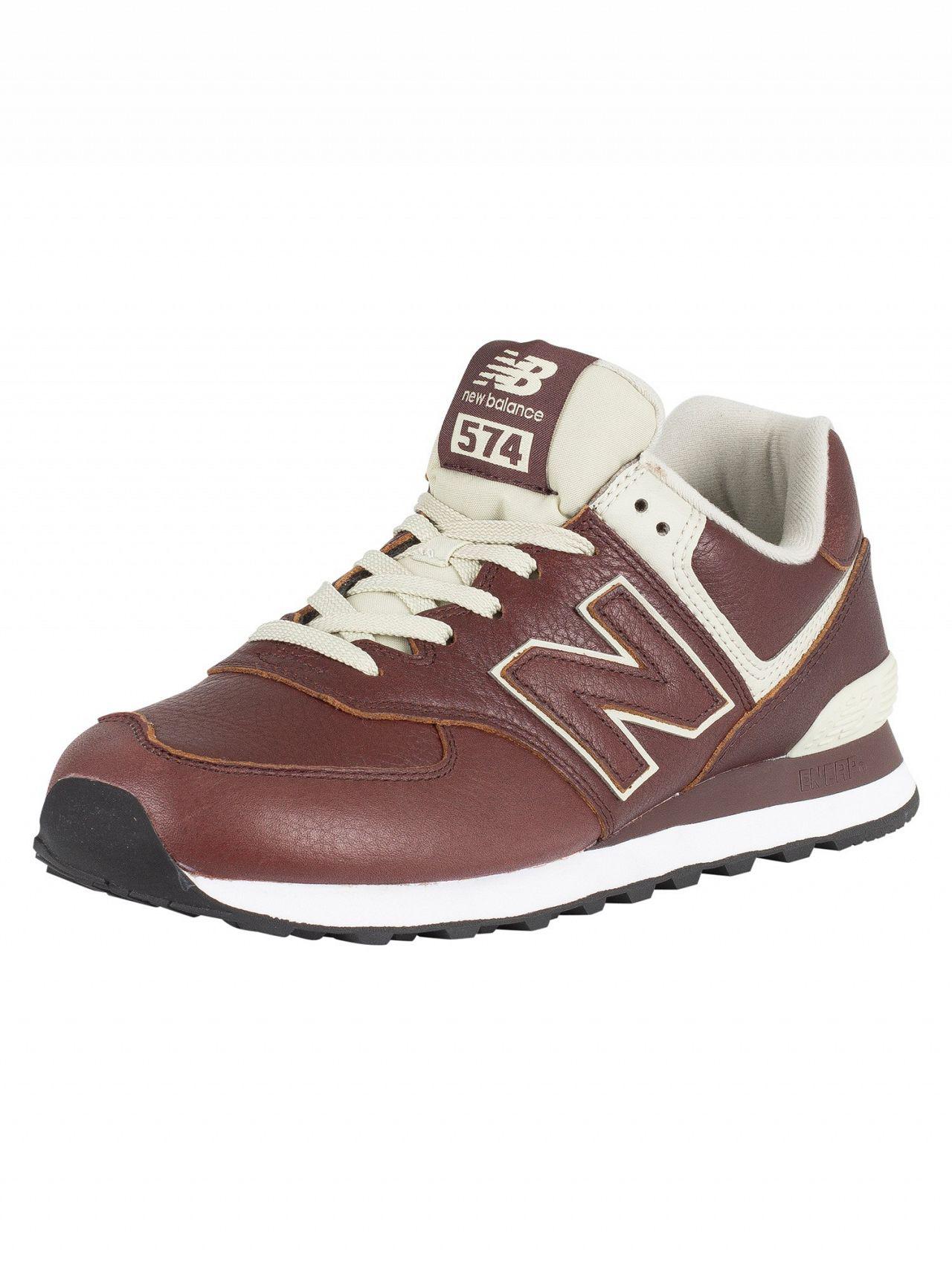 New Balance Cabernet/white Munsell 574 Leather Trainers for Men - Lyst
