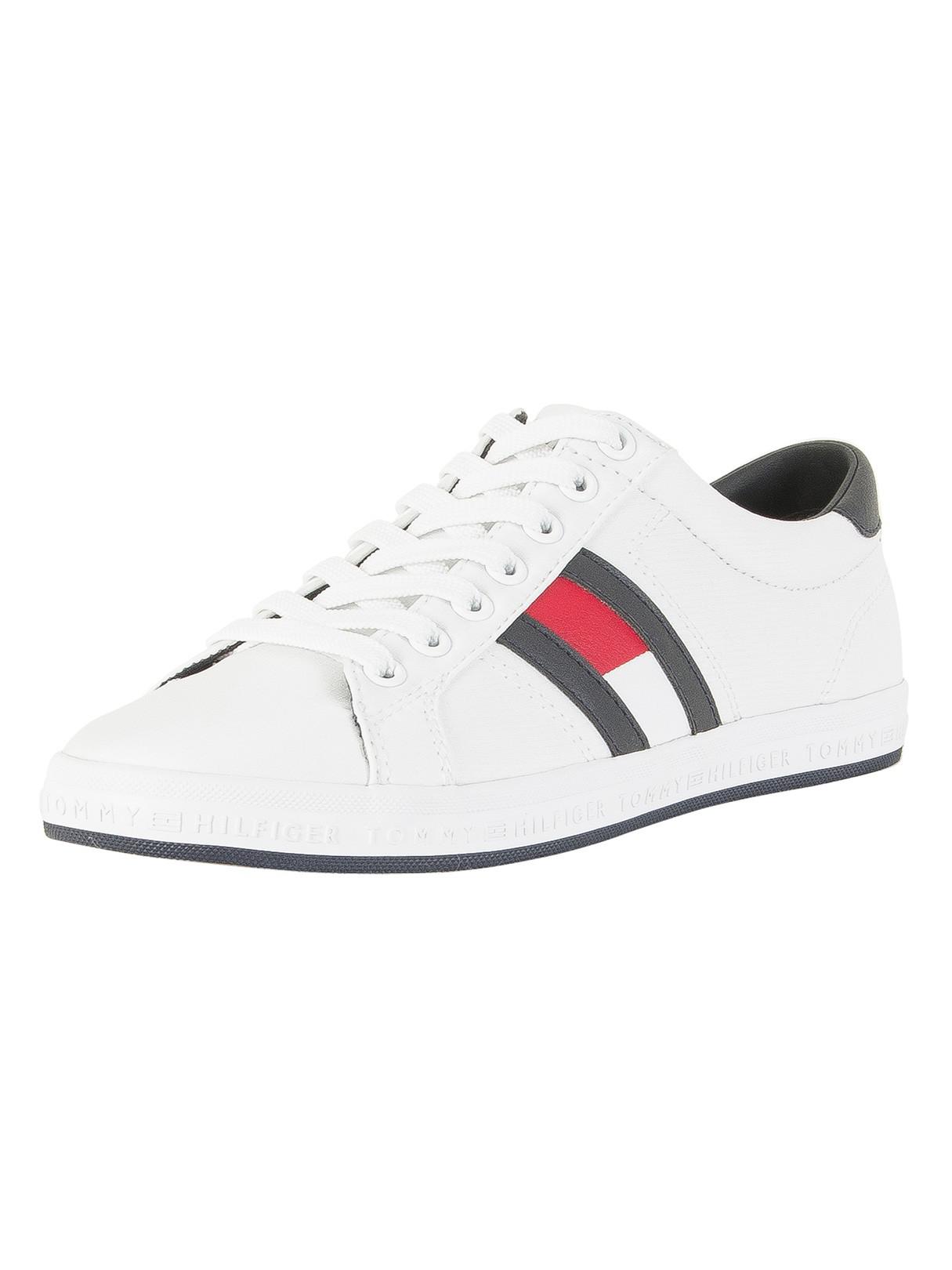 tommy hilfiger white & navy essential flag trainers