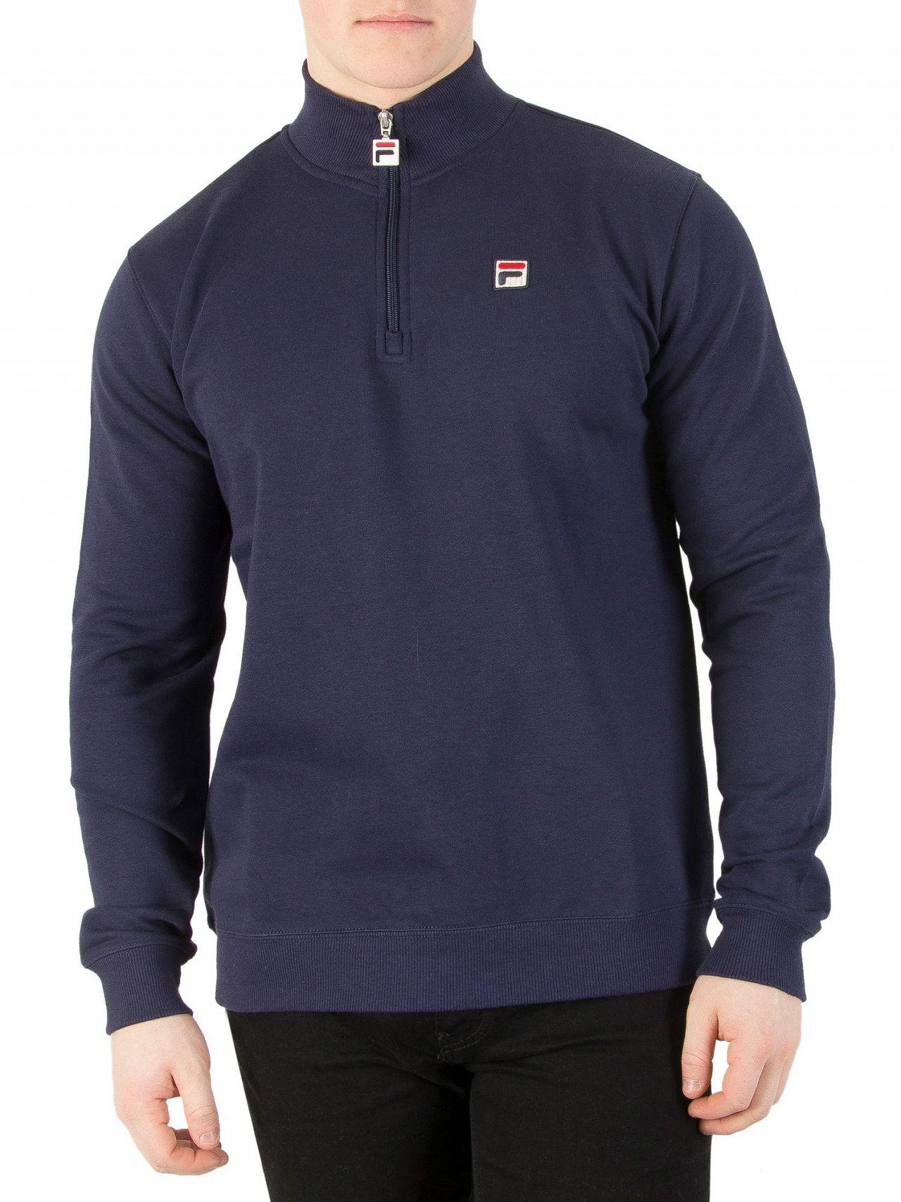 Fila Vintage Cotton Peacoat Palermo Zip Sweatshirt in Blue for Men - Lyst