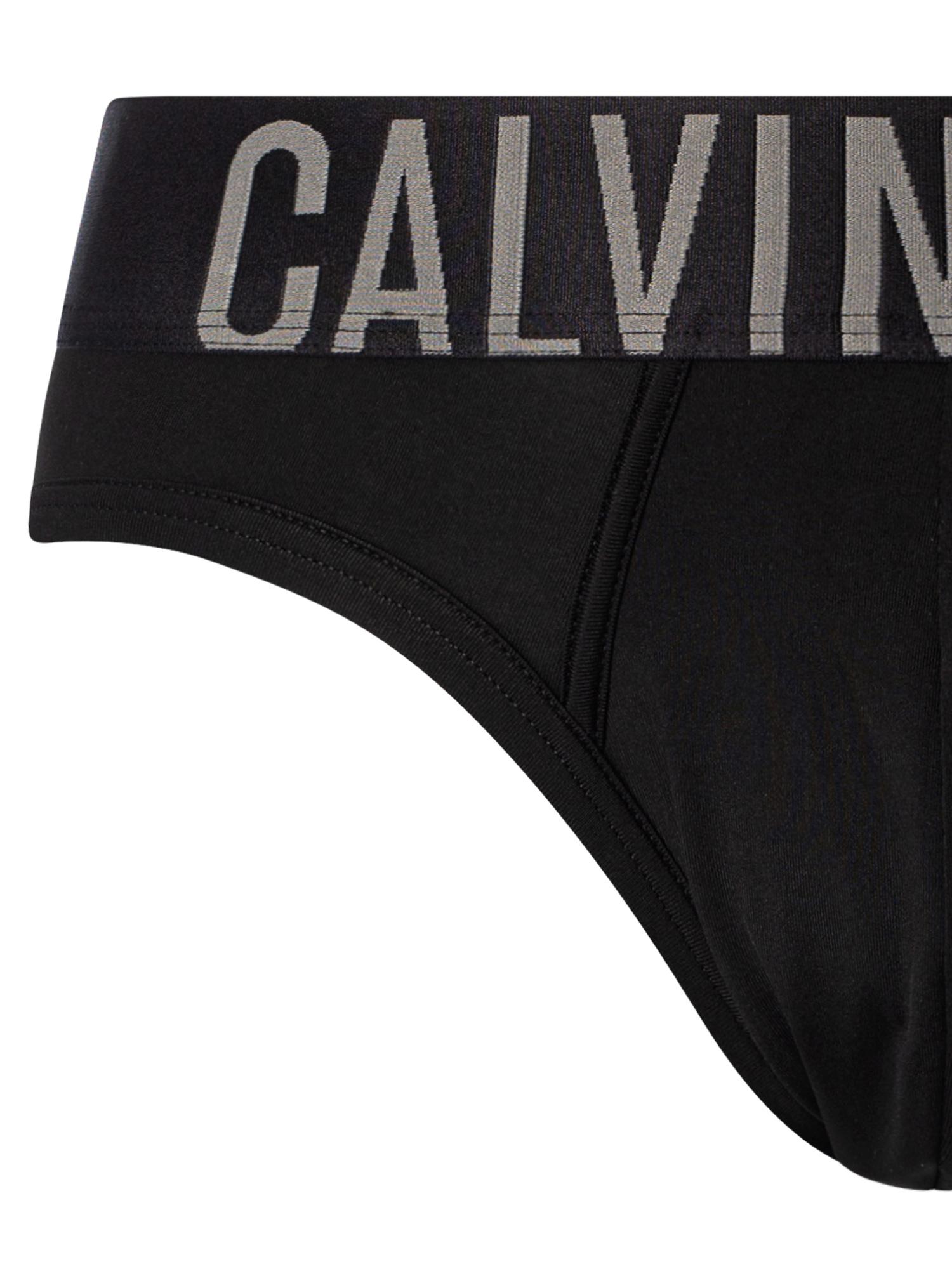 Calvin Klein intense power 2 pack cotton hip briefs with contrast waistband  in black