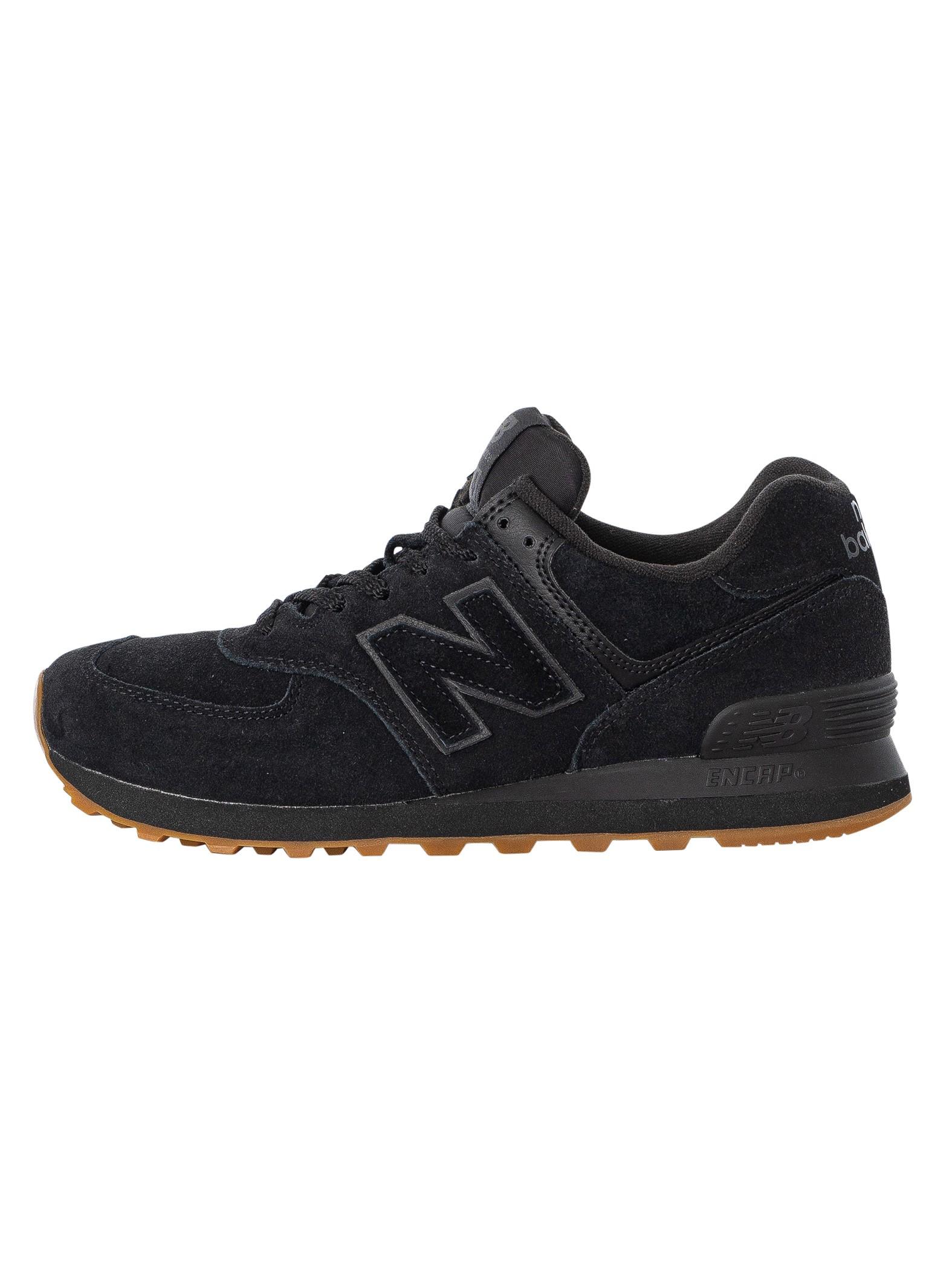 New Balance 574 Suede Trainers in Black for Men Lyst