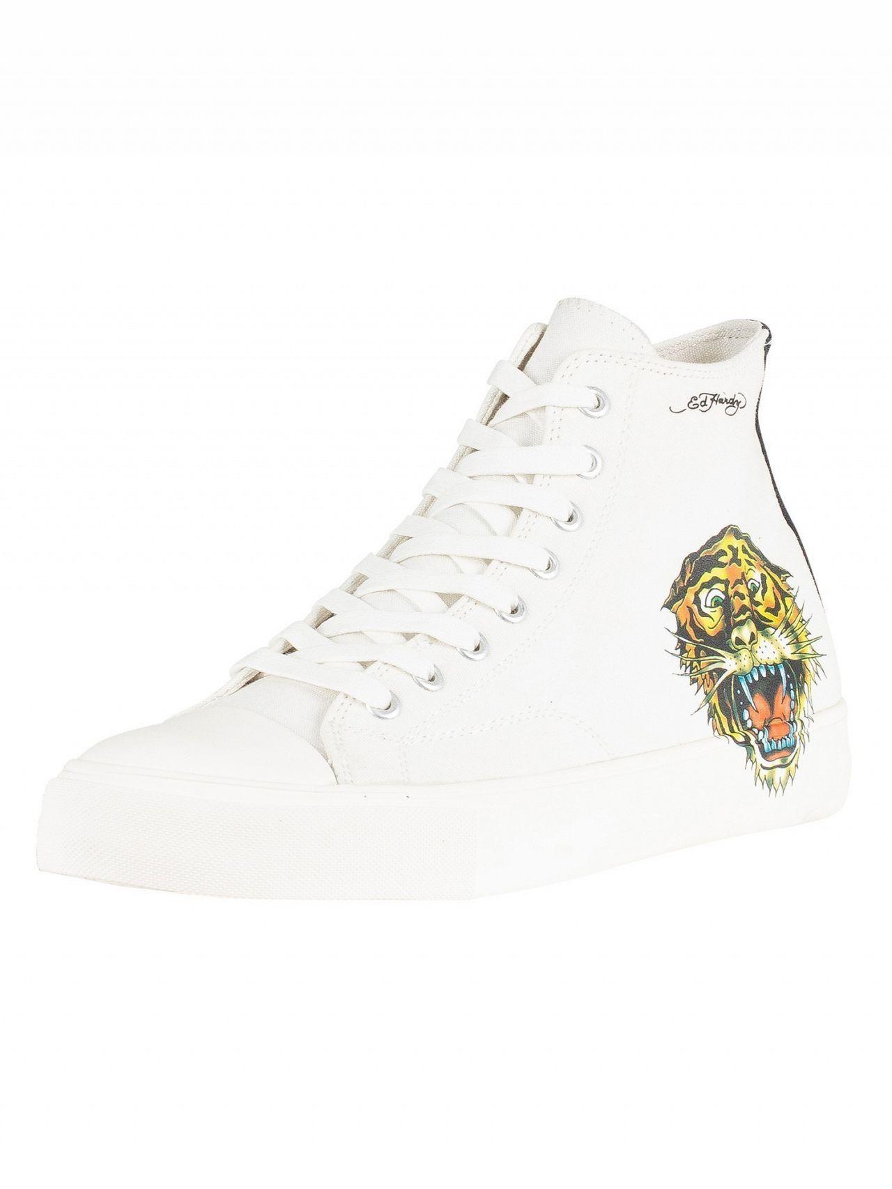 Ed Hardy Fierce Hi Top Trainers in White for Men Lyst Canada